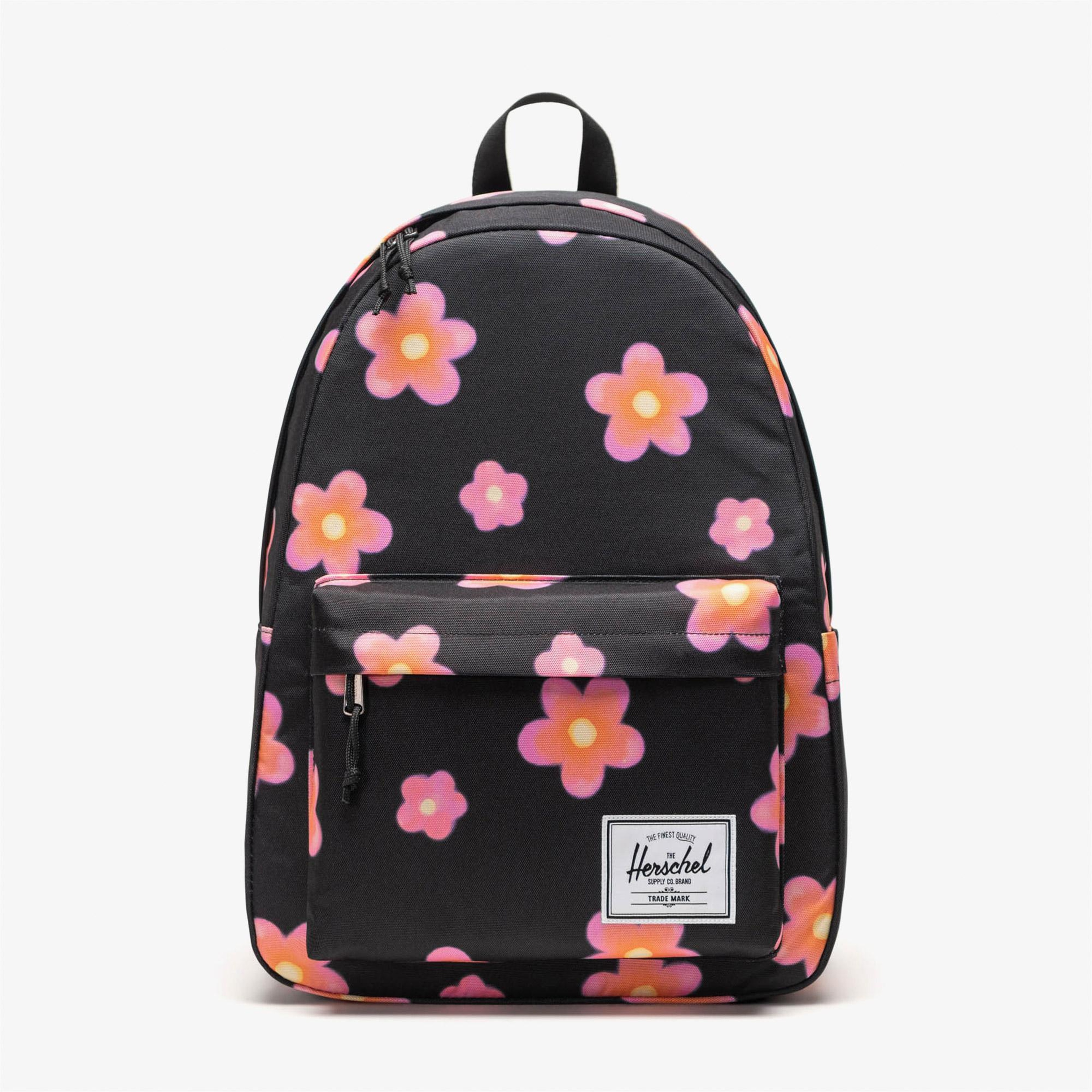 Herschel Classic XL Pink Flowers Unisex Siyah Sırt Çantası