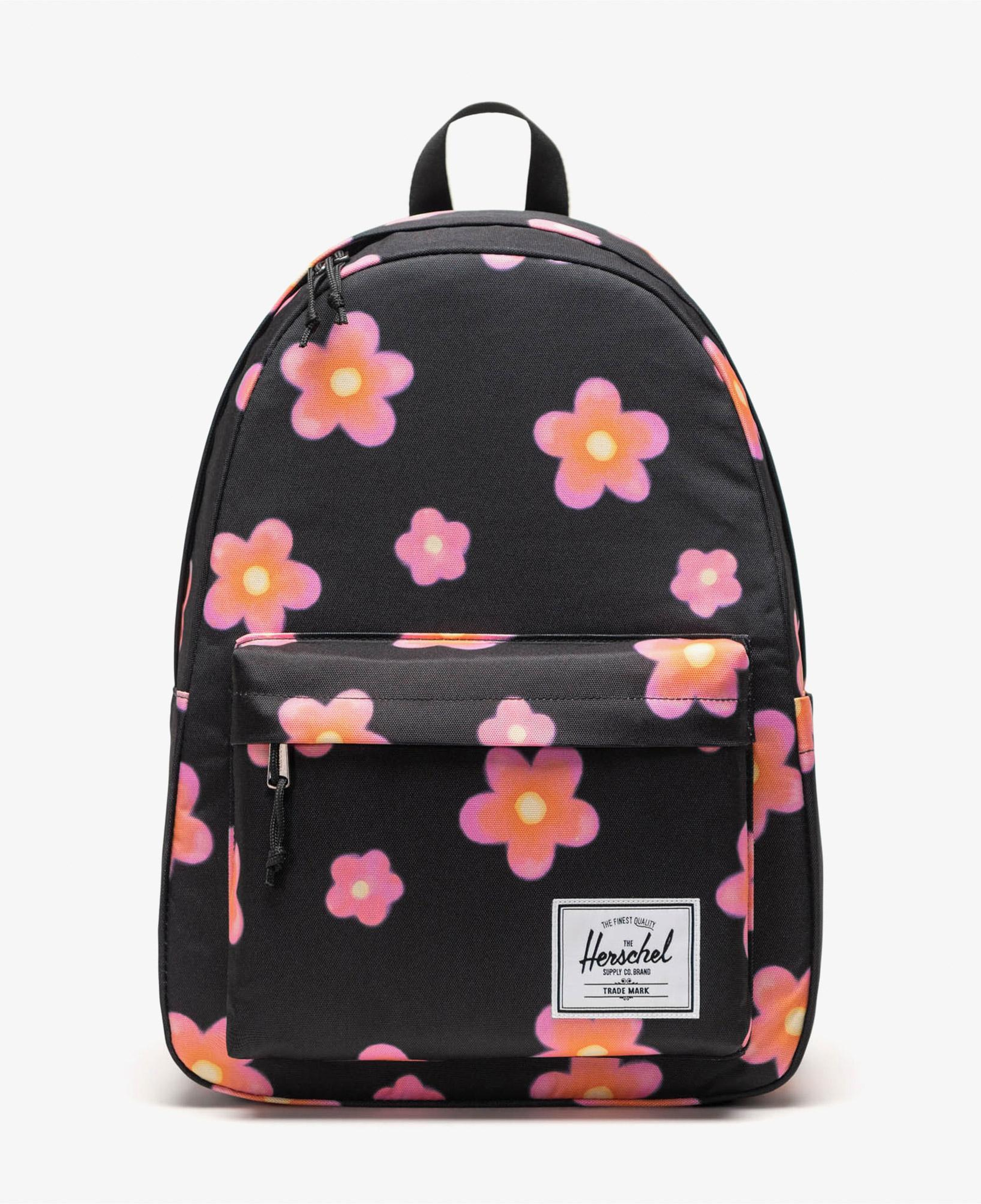 Herschel Classic XL Pink Flowers Unisex Siyah Sırt Çantası