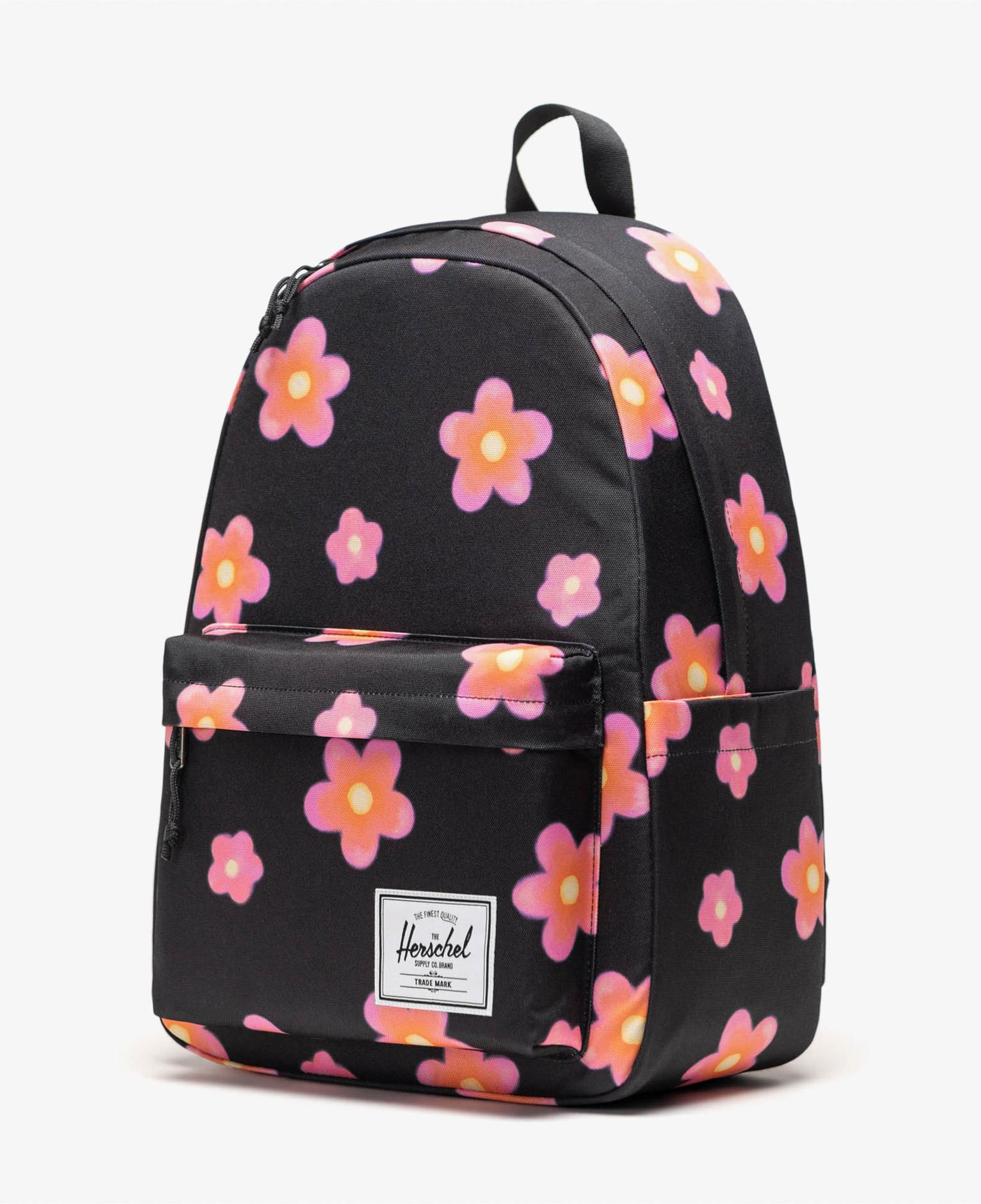 Herschel Classic XL Pink Flowers Unisex Siyah Sırt Çantası