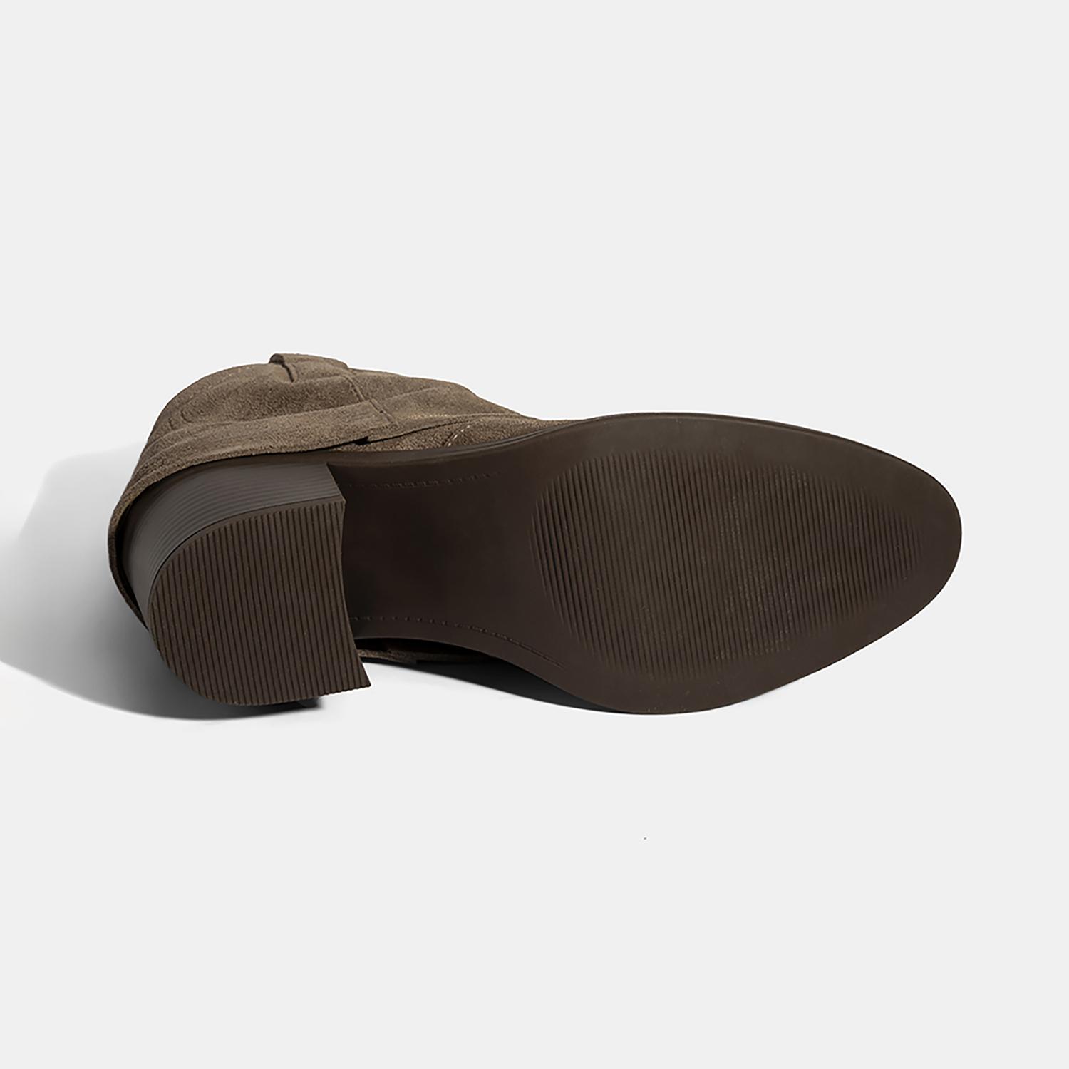 Kadın Vizon İşleme Detaylı Kalın Topuklu Bot