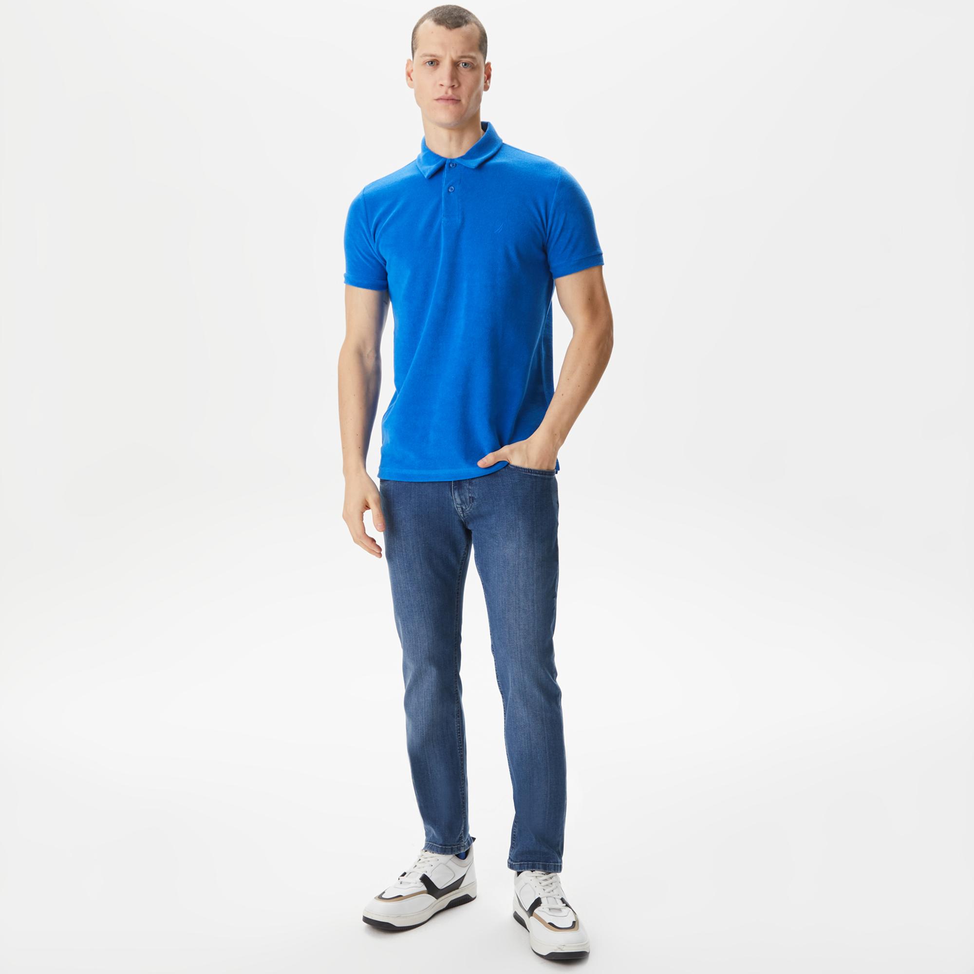Nautica Erkek Mavi Classic Fit Kısa Kollu Polo Yaka T-Shirt