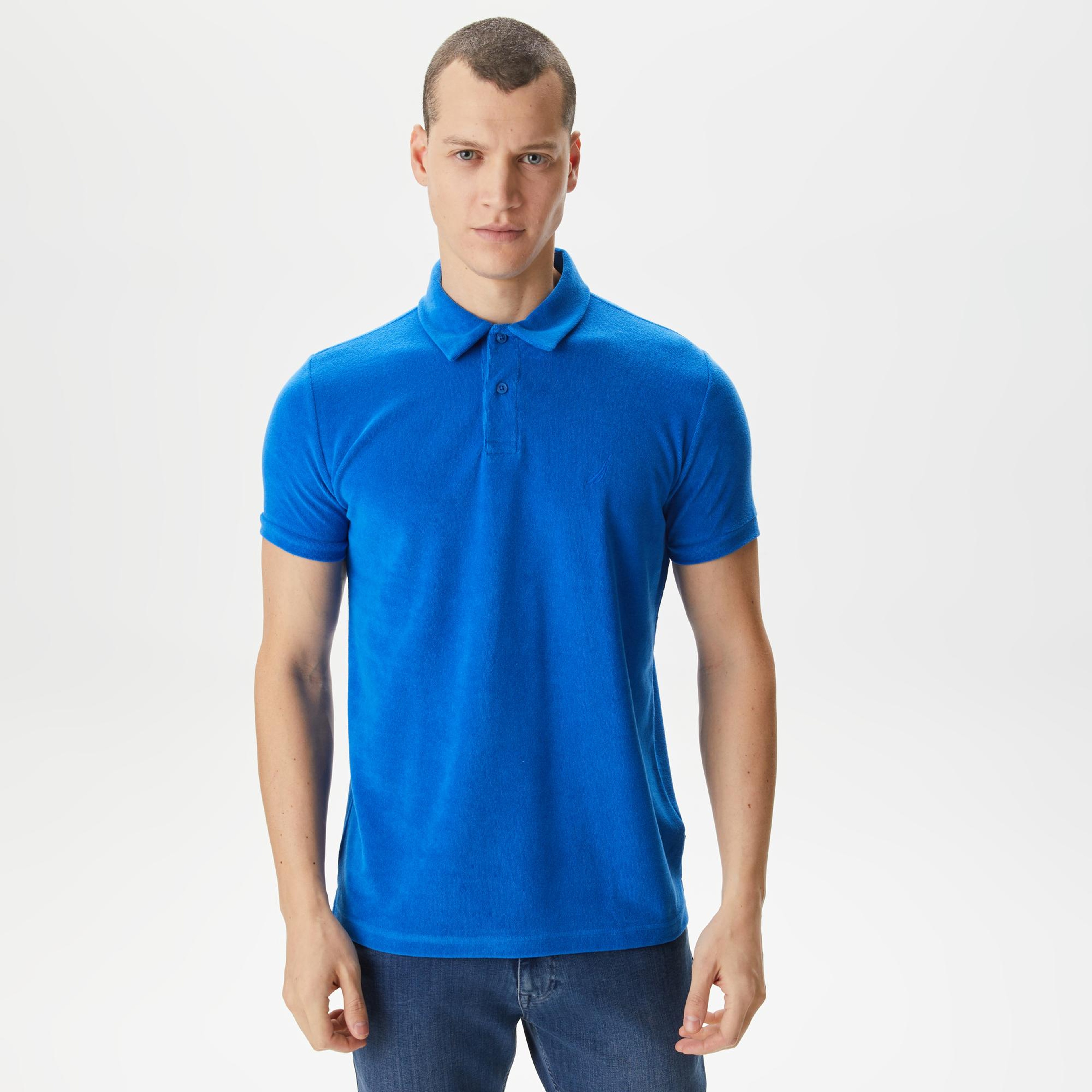 Nautica Erkek Mavi Classic Fit Kısa Kollu Polo Yaka T-Shirt