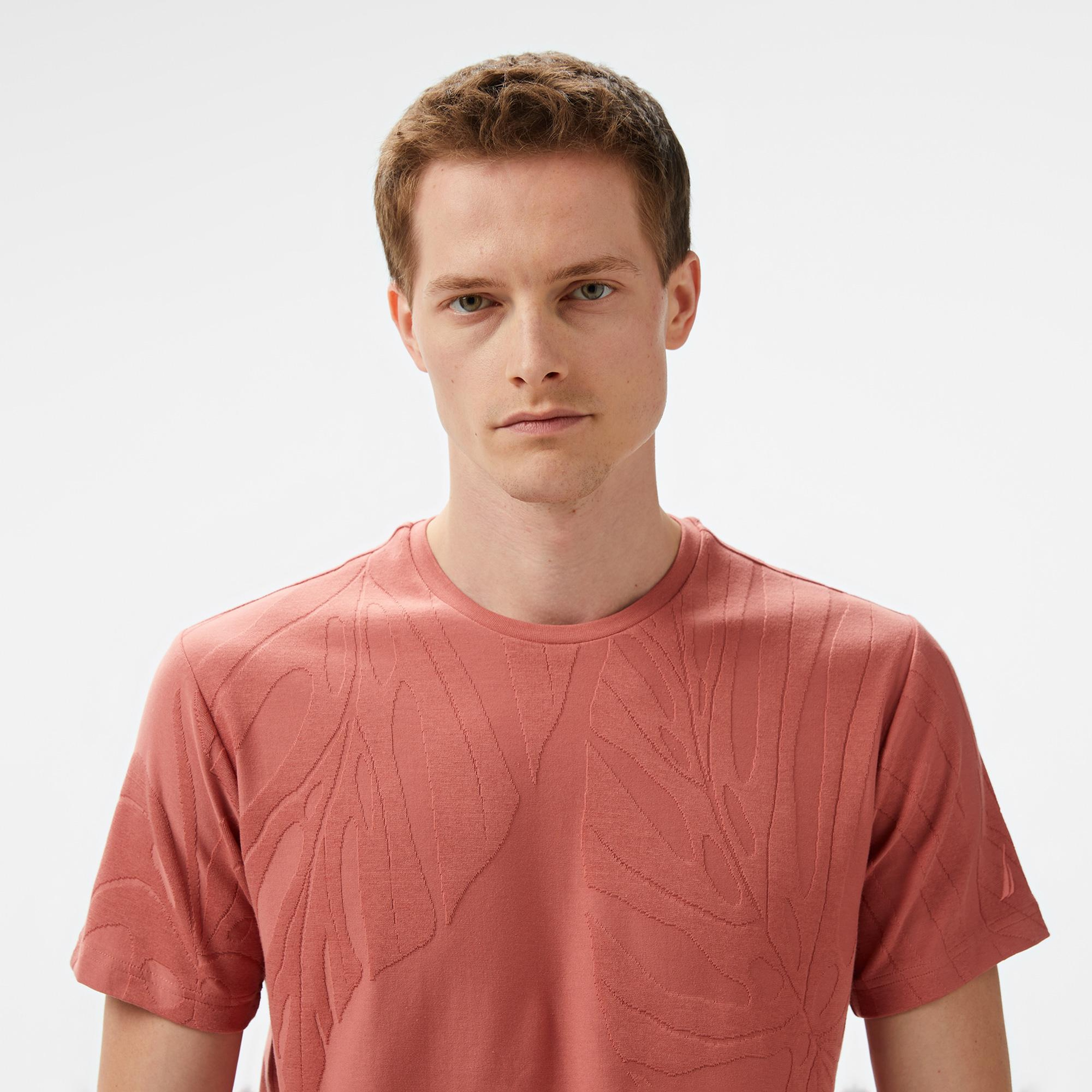 Nautica Erkek Kahverengi Regular Fit DEsenli T-Shirt