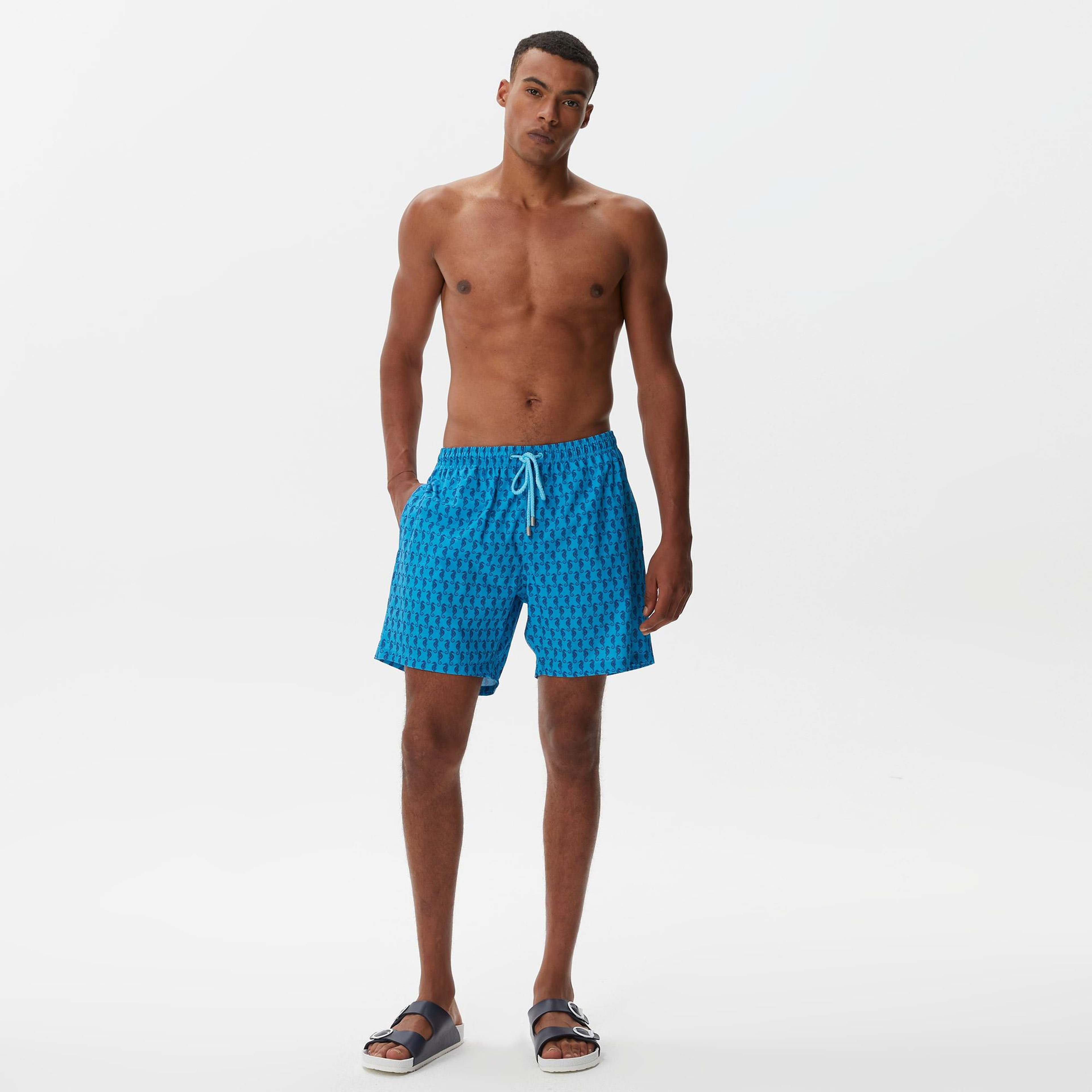 Nautica Erkek Mavi Baskılı Deniz Şortu