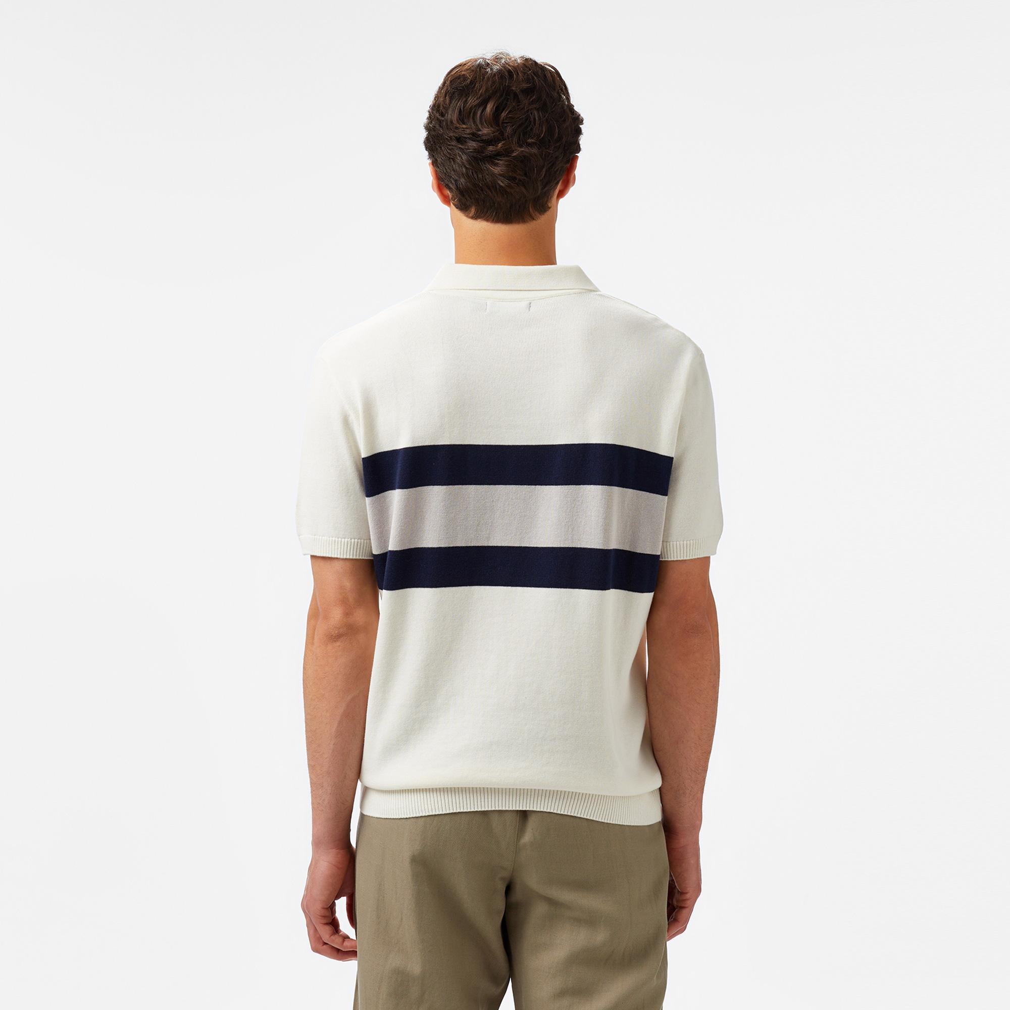 Nautica Erkek Krem Rengi Classic Fit Çizgili Triko