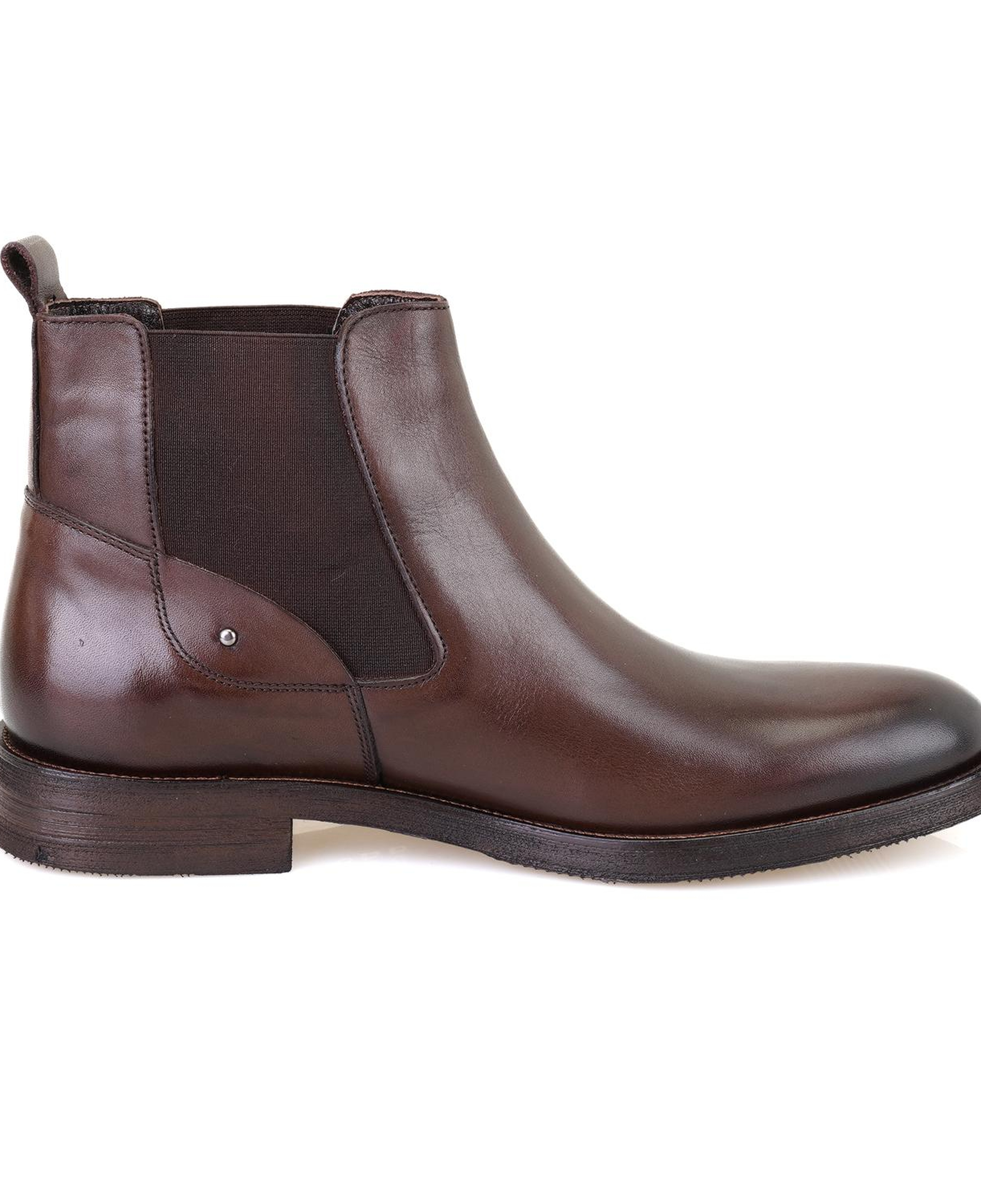 Pravin Kahve Erkek Lastikli Deri Chelsea Bot