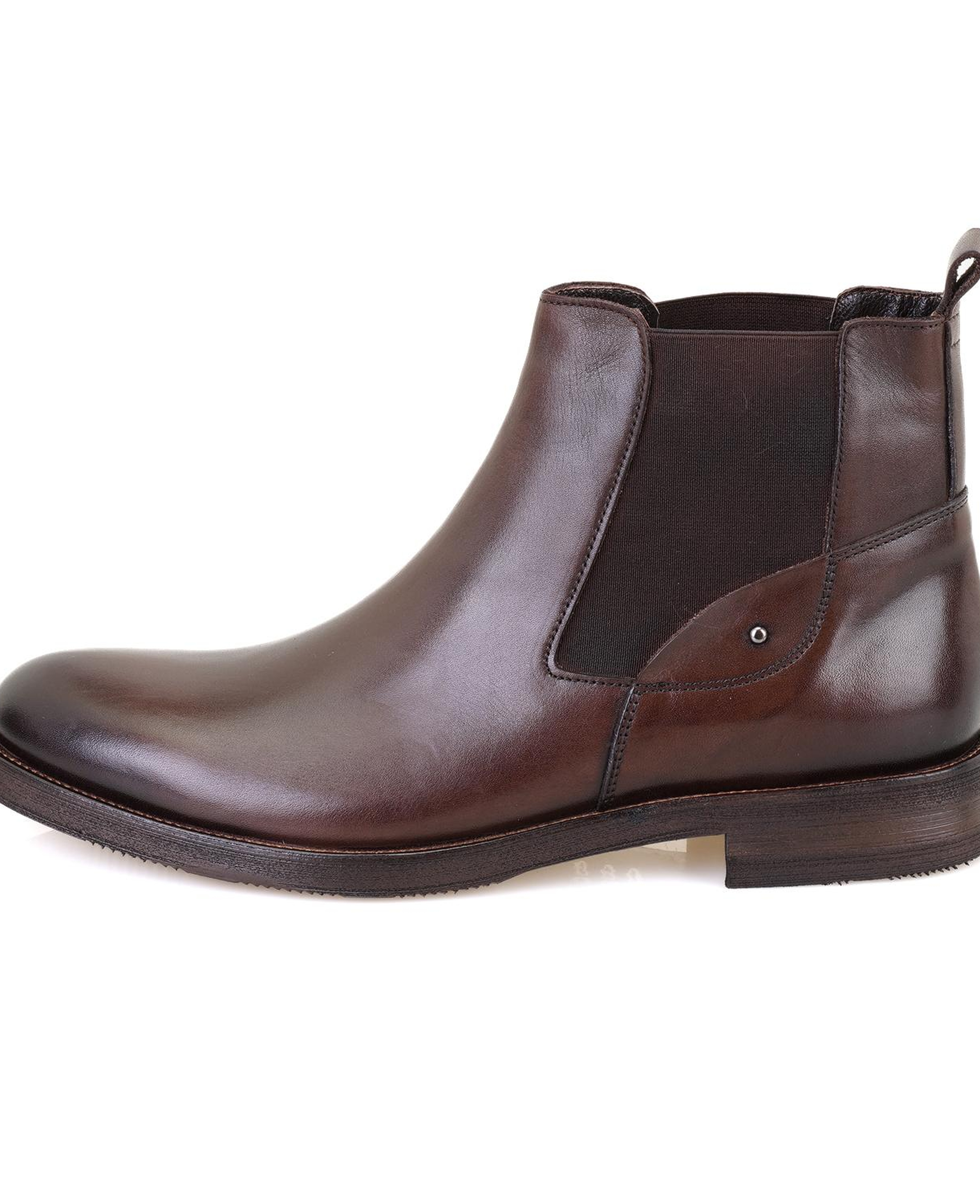 Pravin Kahve Erkek Lastikli Deri Chelsea Bot