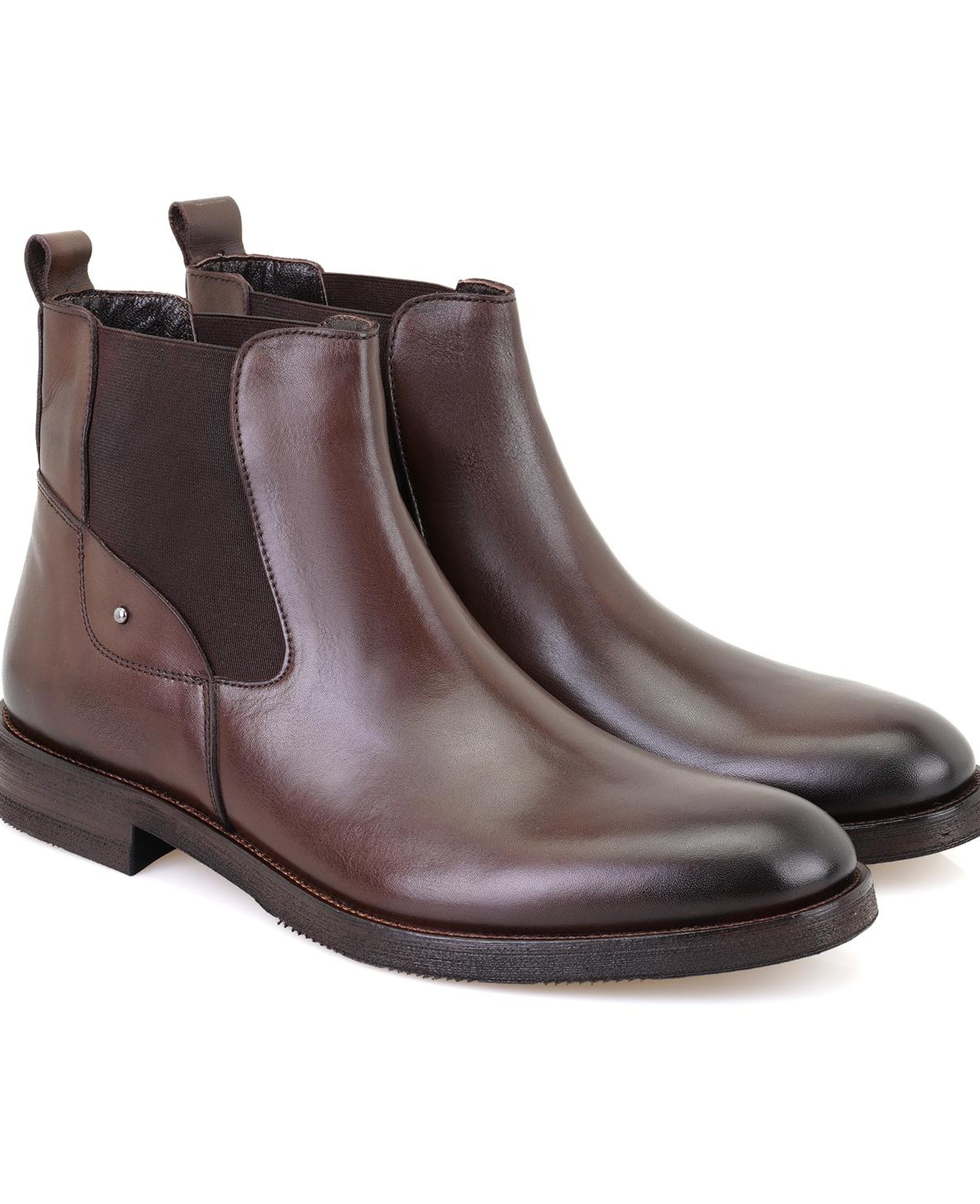 Pravin Kahve Erkek Lastikli Deri Chelsea Bot