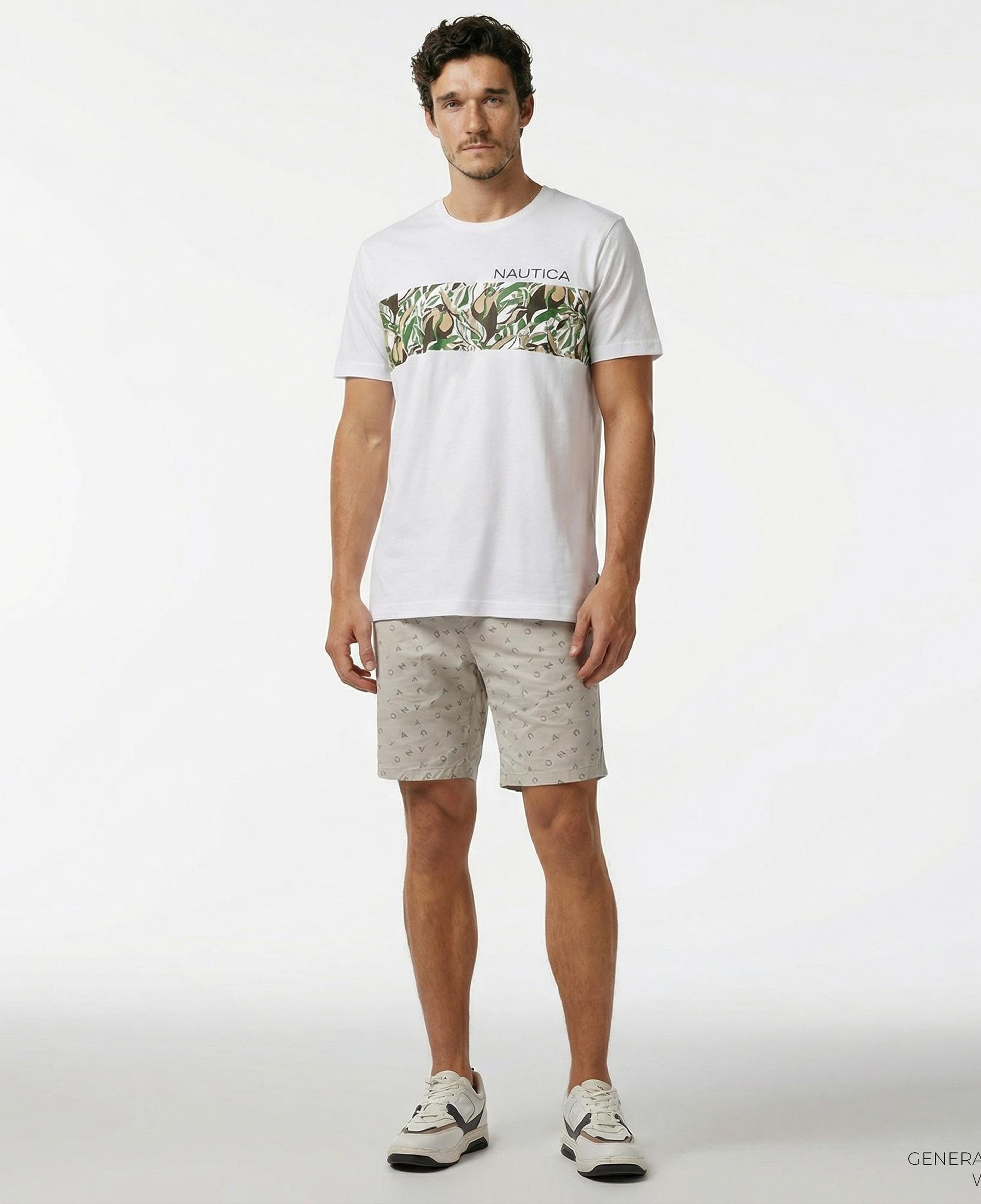 Nautica Erkek Gri Slim Fit Baskılı Bermuda