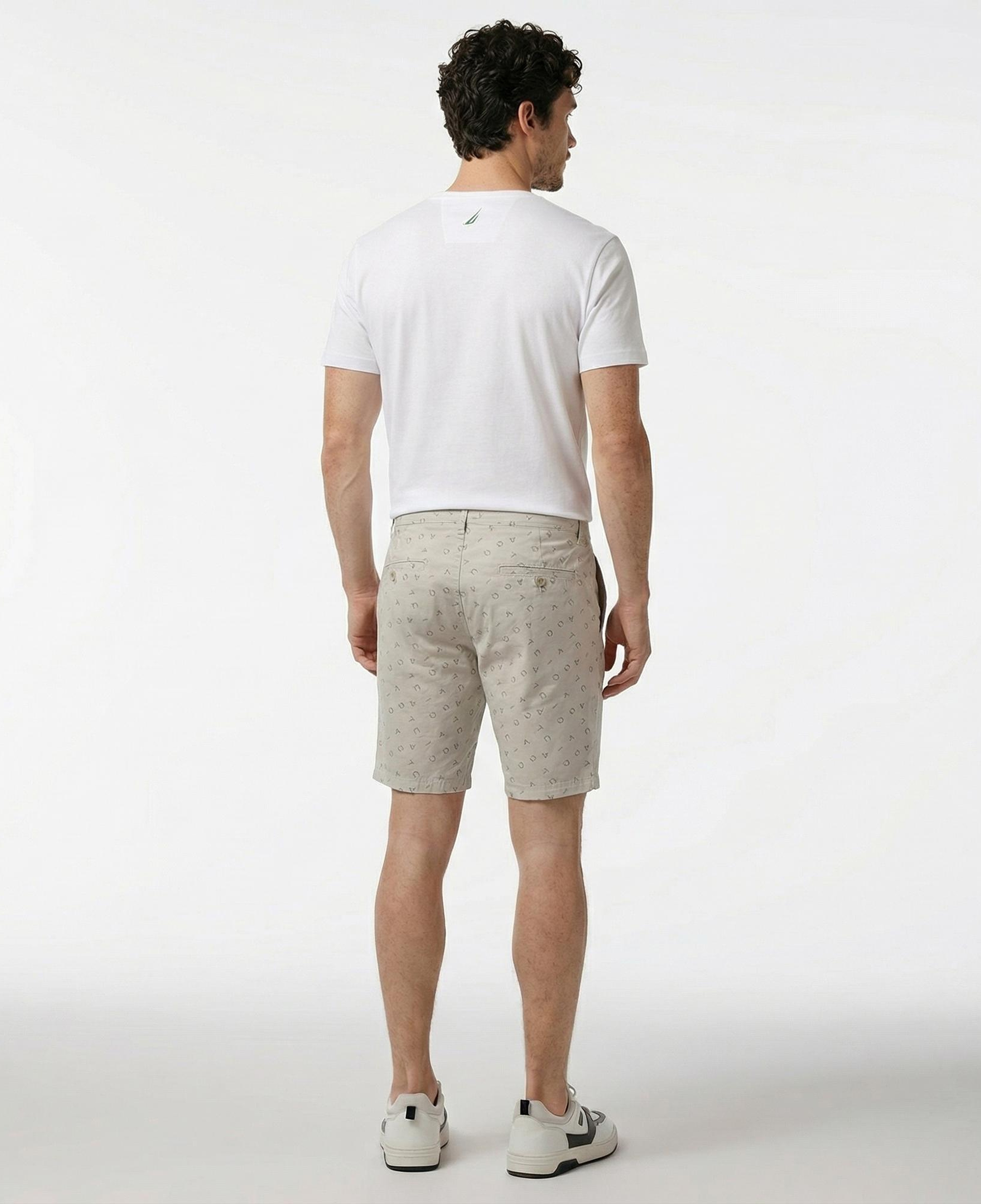 Nautica Erkek Gri Slim Fit Baskılı Bermuda