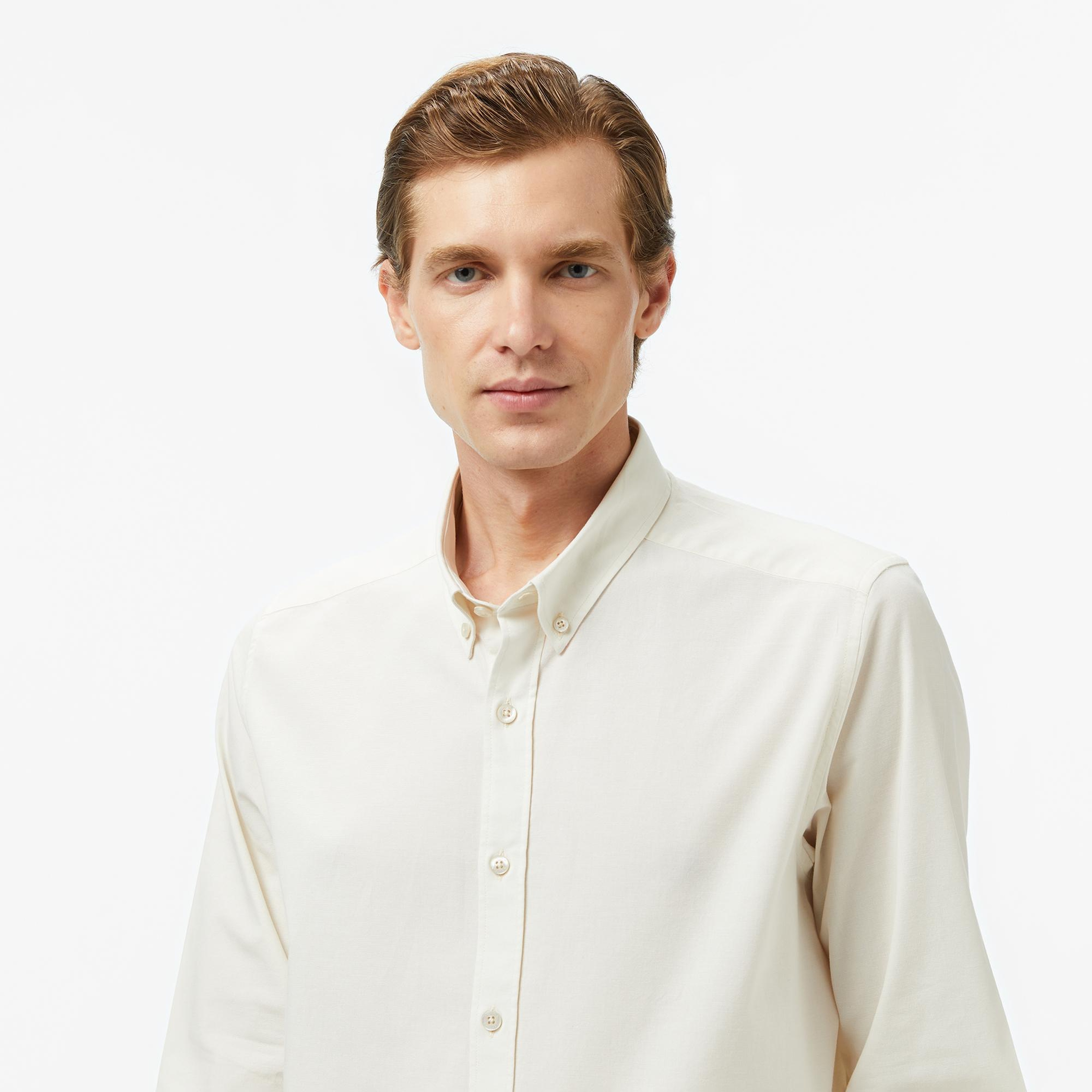 Nautica Erkek Krem Rengi Classic Fit Gömlek