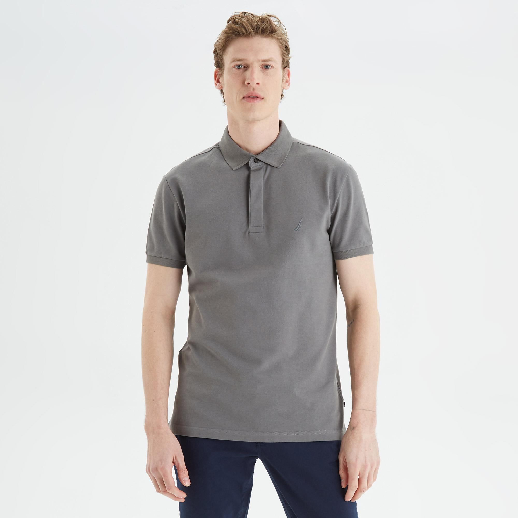Nautica Erkek Gri Slim Fit Kısa Kollu Polo Yaka T-Shirt