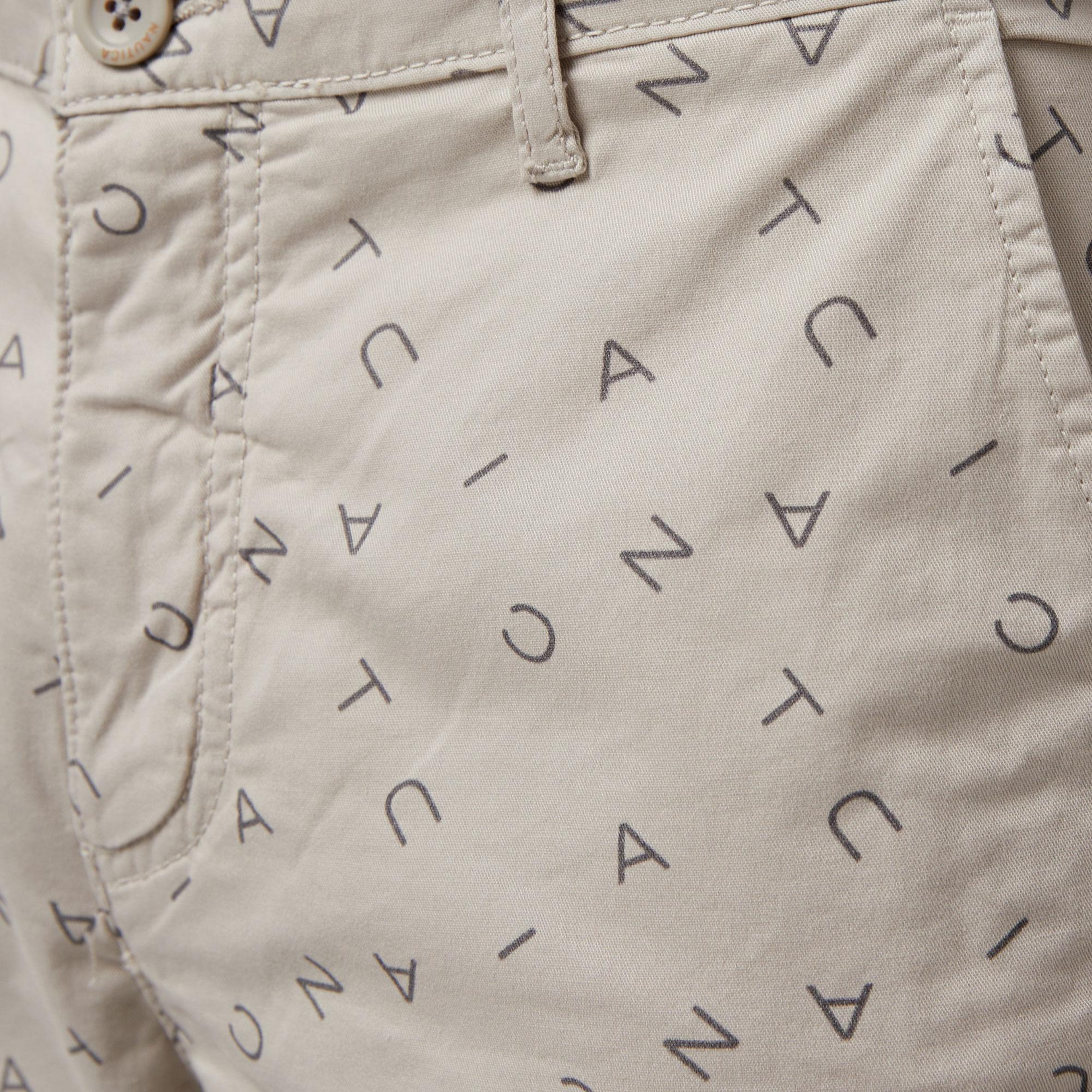 Nautica Erkek Gri Slim Fit Baskılı Bermuda