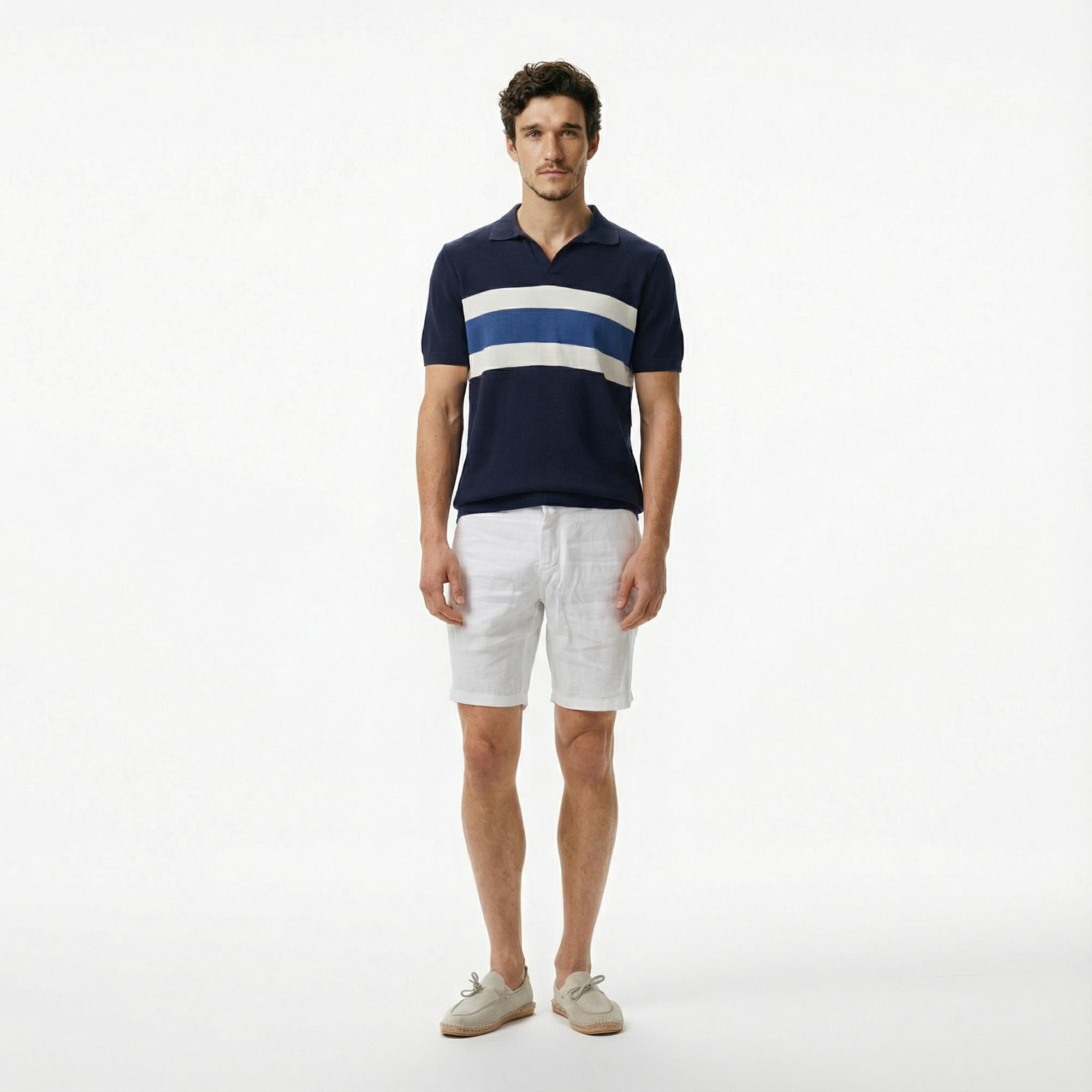 Nautica Erkek Lacivert Classic Fit Çizgili Triko