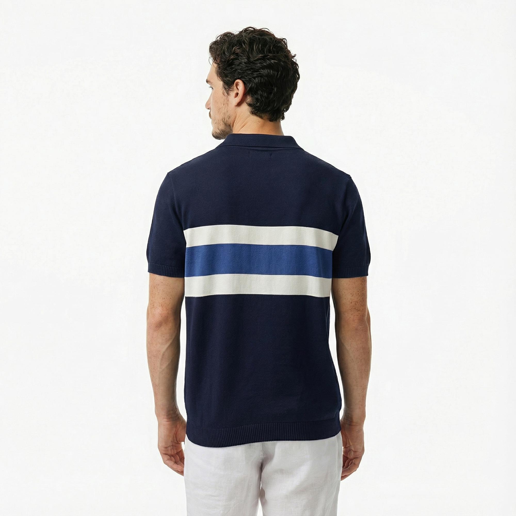 Nautica Erkek Lacivert Classic Fit Çizgili Triko