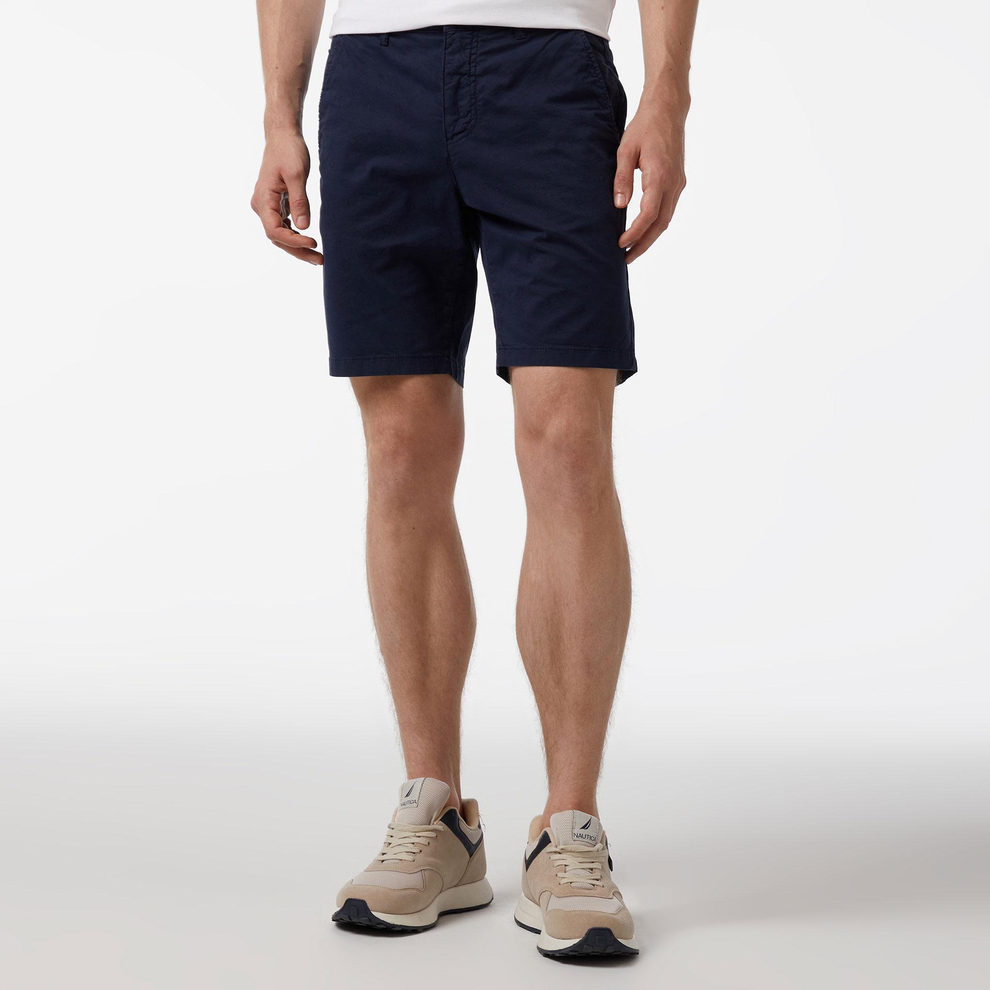 Nautica Erkek Lacivert Slim Fit Baskılı Bermuda