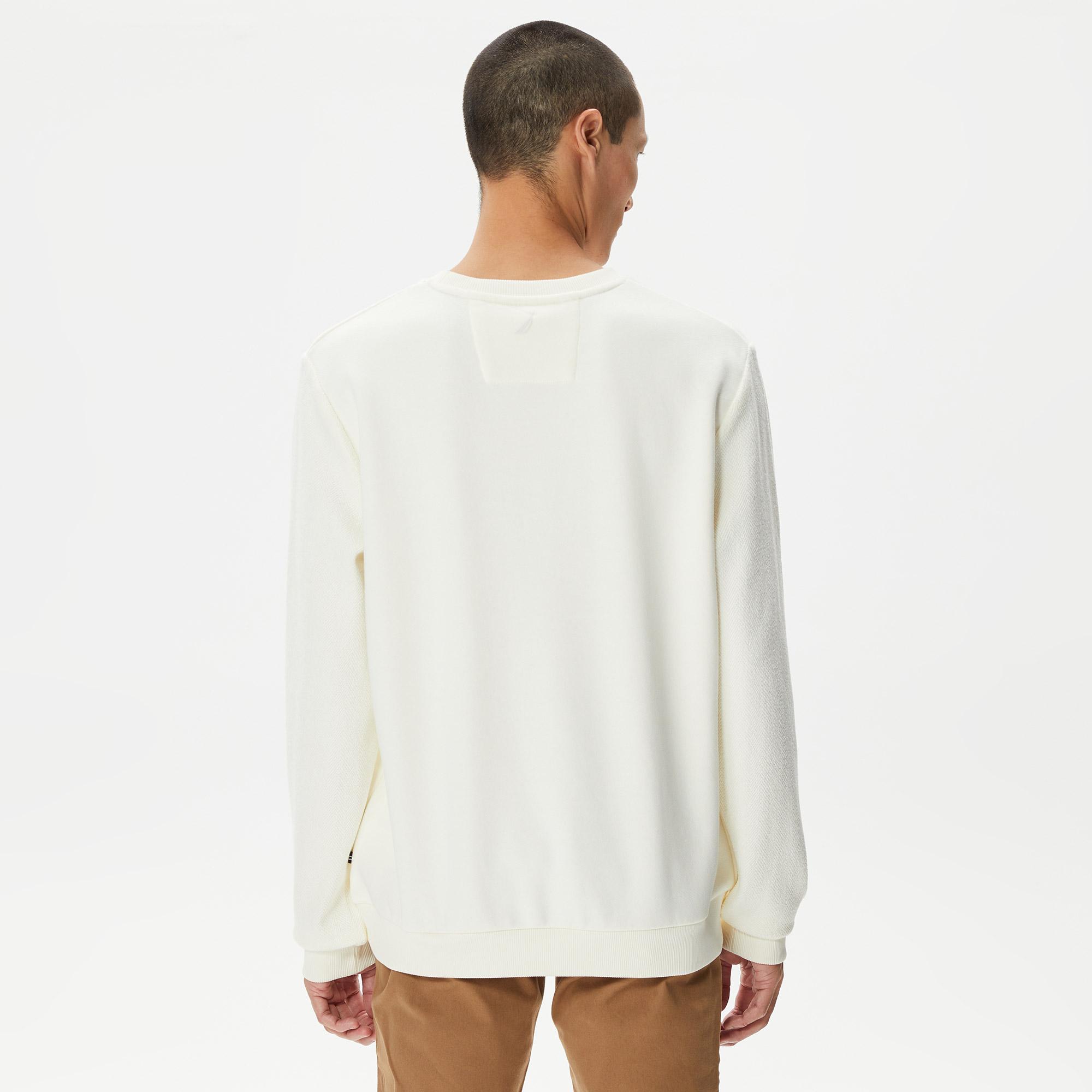 Nautica Erkek Beyaz Standart Fit Sweatshirt