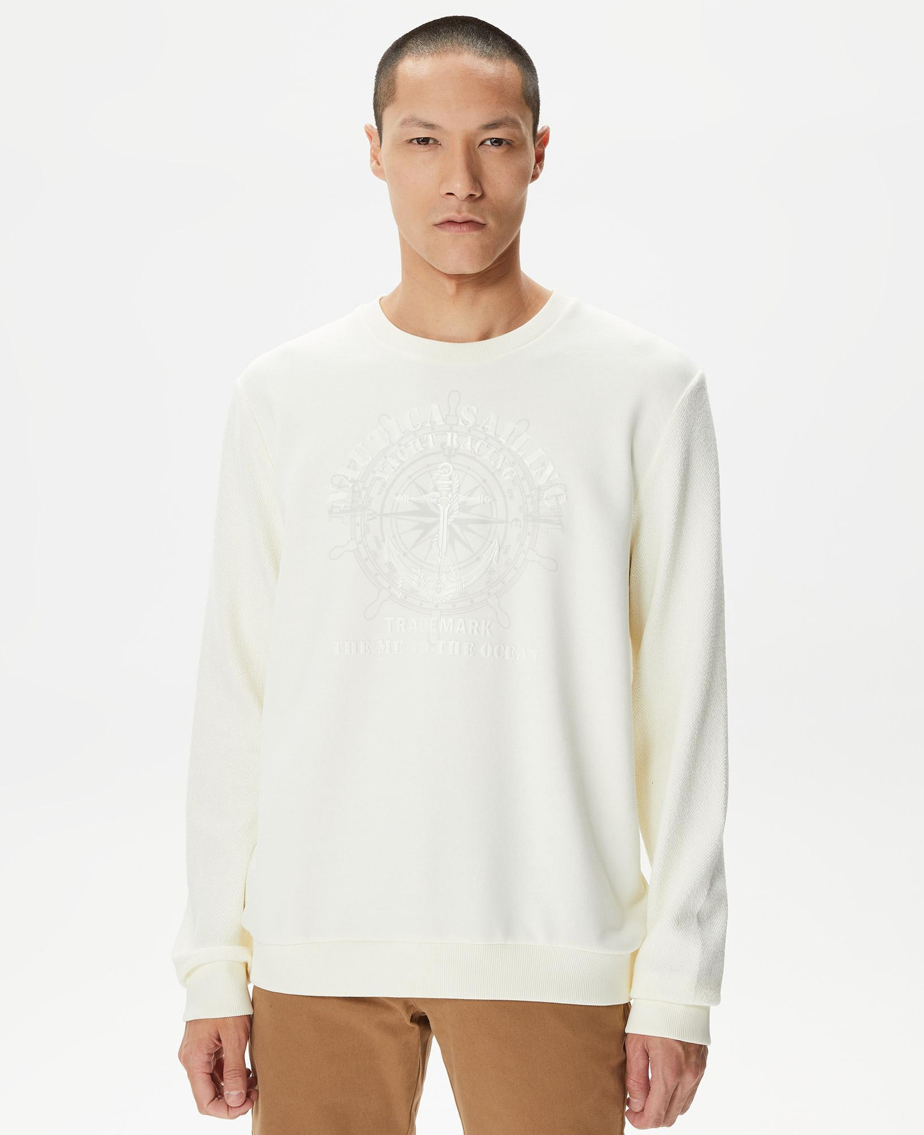 Nautica Erkek Beyaz Standart Fit Sweatshirt