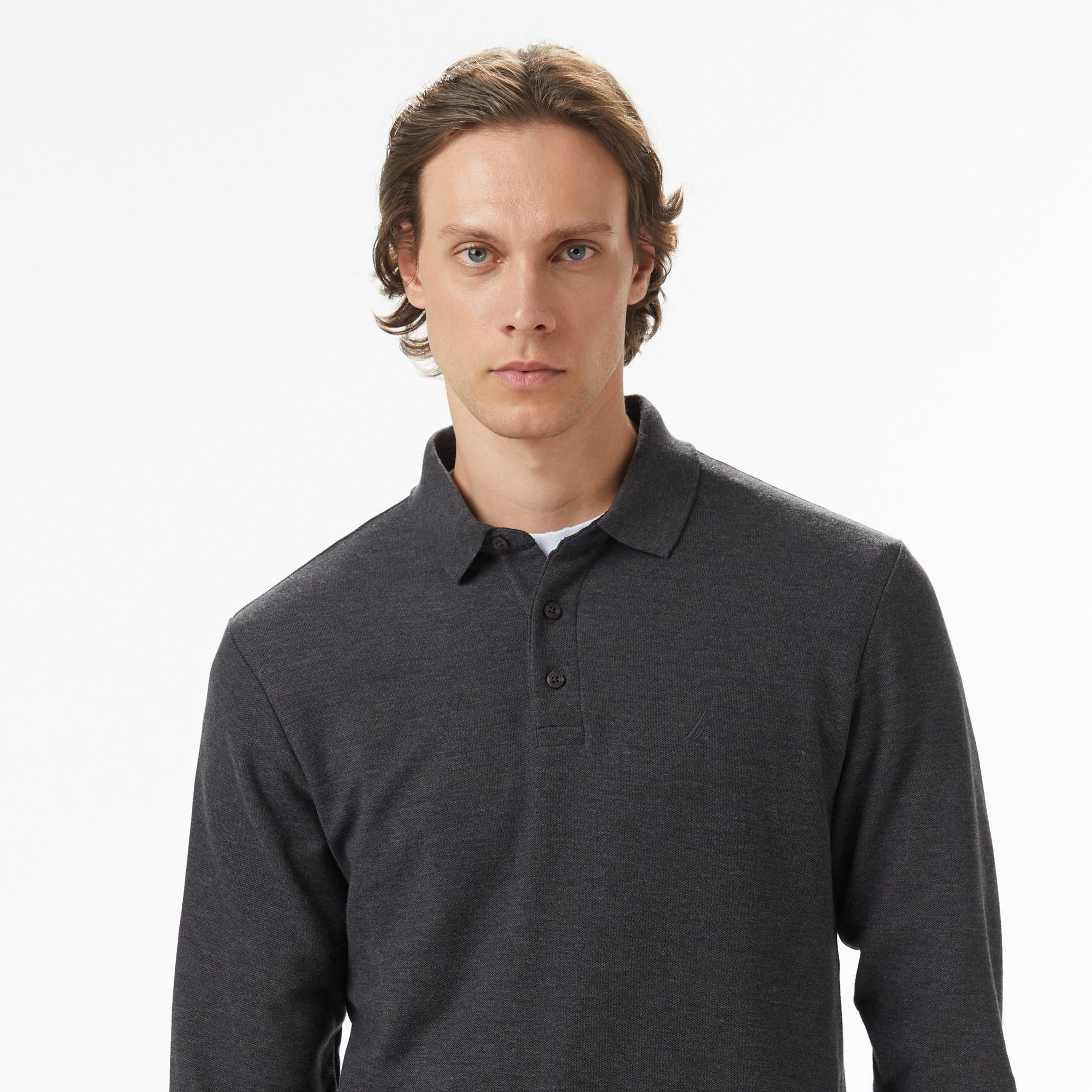 Nautica Erkek Gri Classic Fit Uzun Kollu Polo Yaka T-Shirt