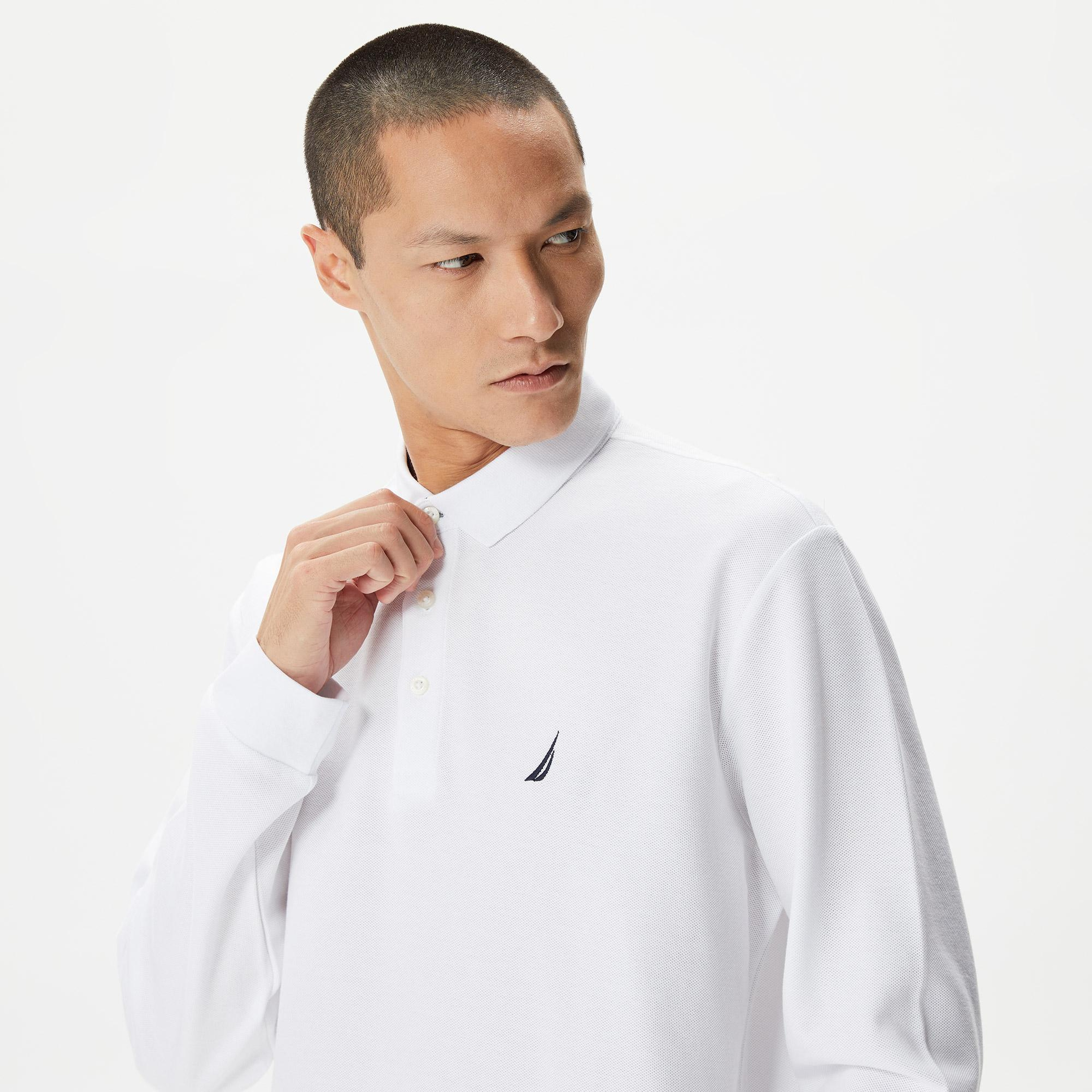 Nautica Erkek Beyaz Classic Fit Uzun Kollu Polo Yaka T-Shirt
