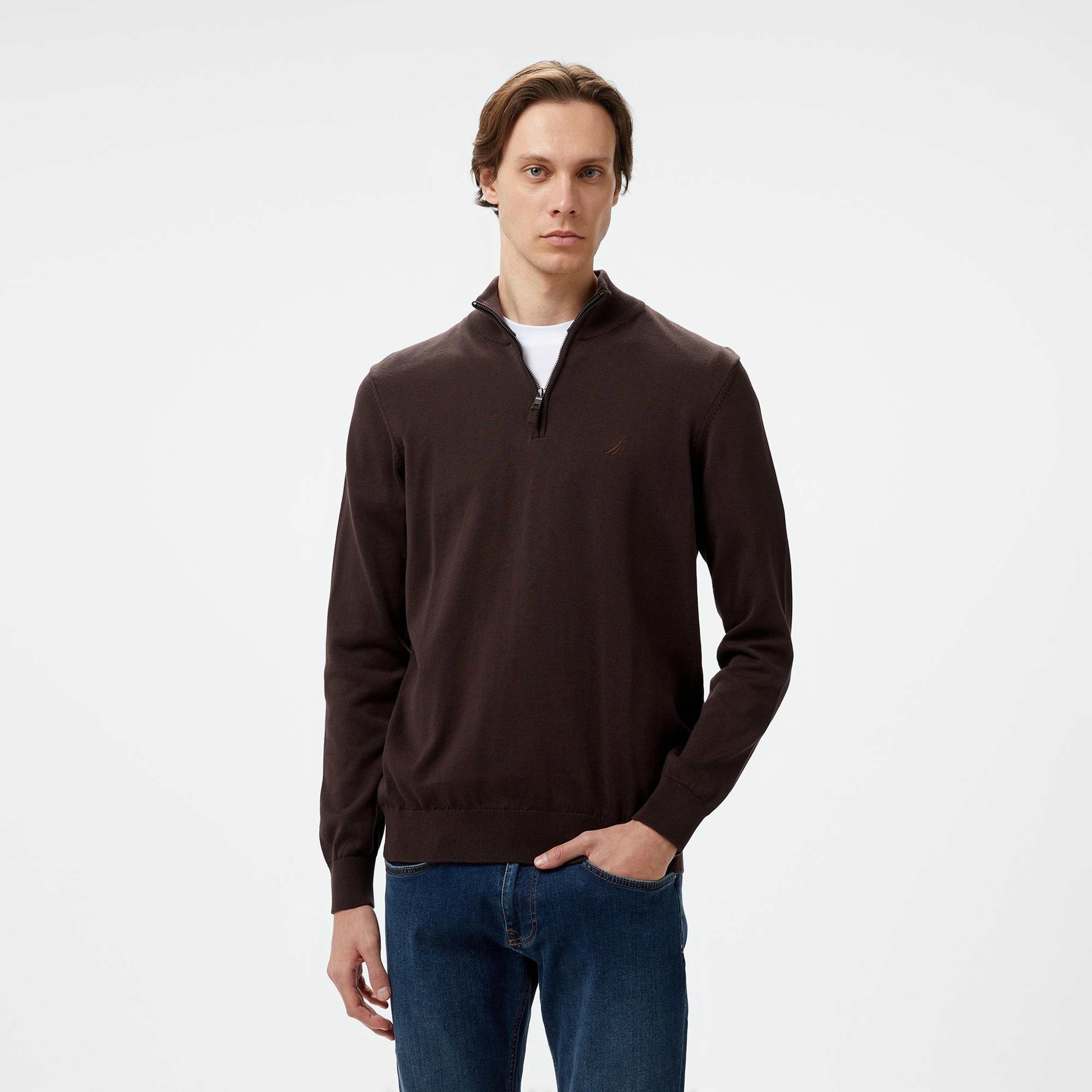 Nautica Erkek Kahverengi Regular Fit Kazak