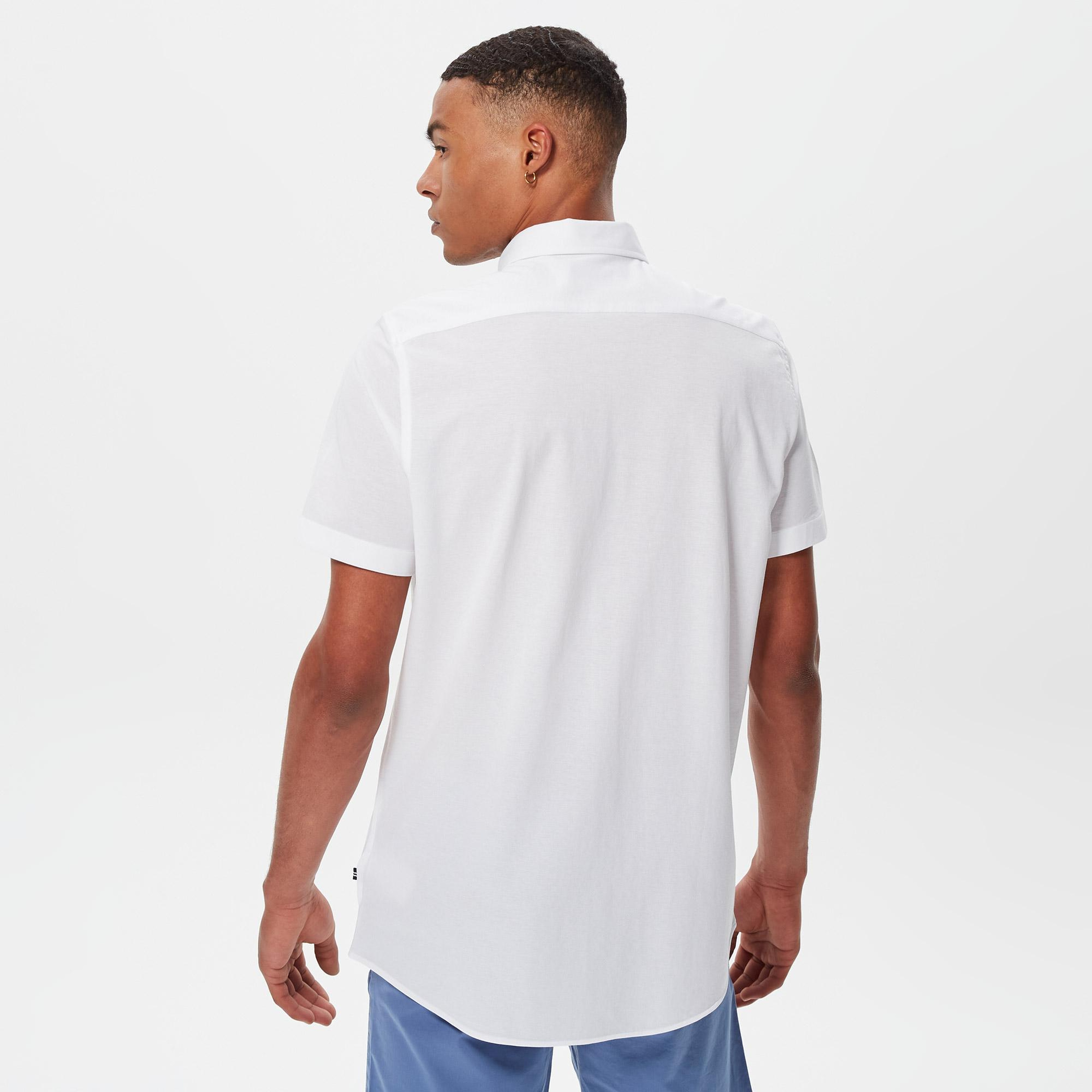 Nautica Erkek Beyaz Slim Fit Kısa Kollu Gömlek