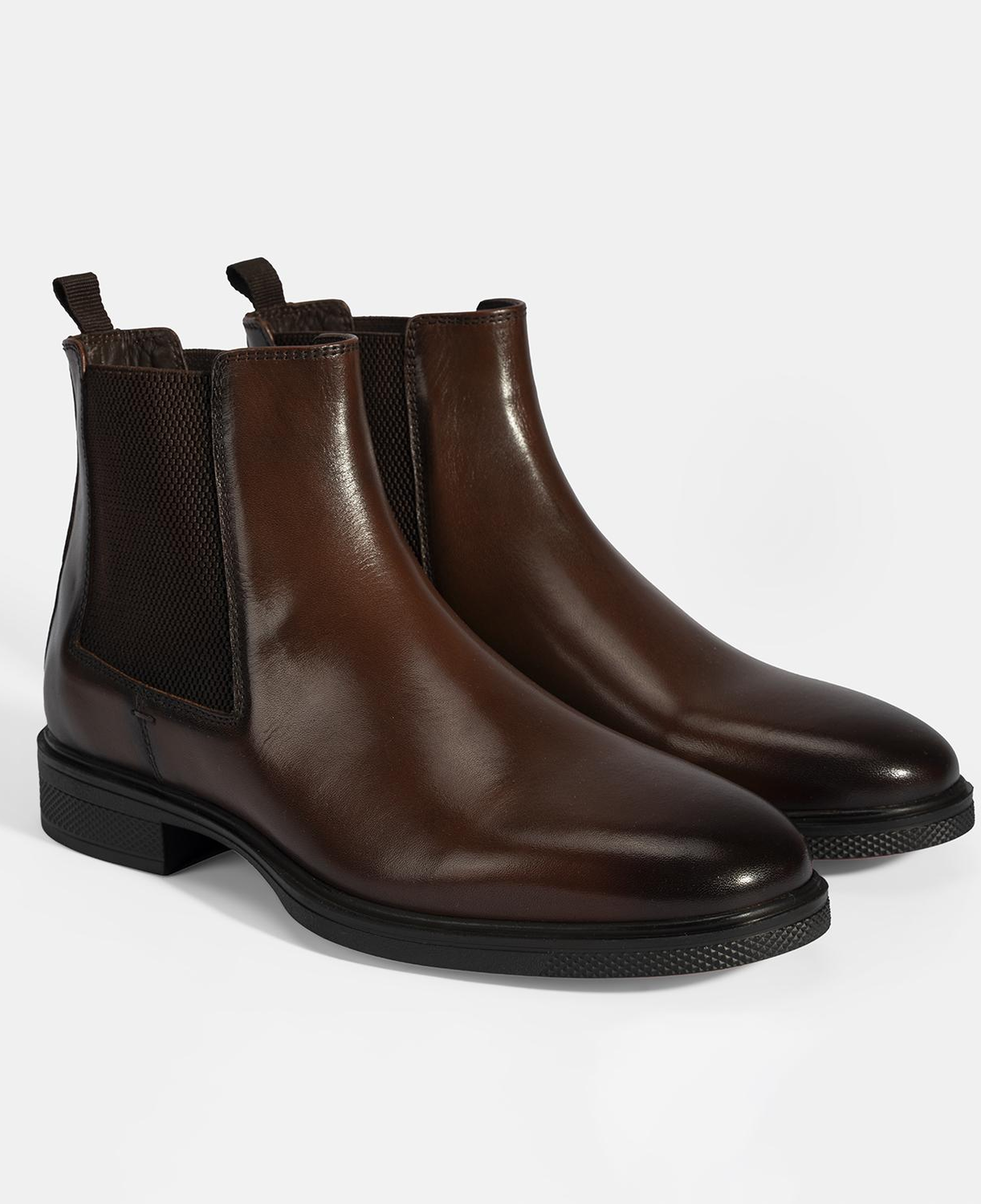 Erkek Taba Lastik Detaylı Deri Bot