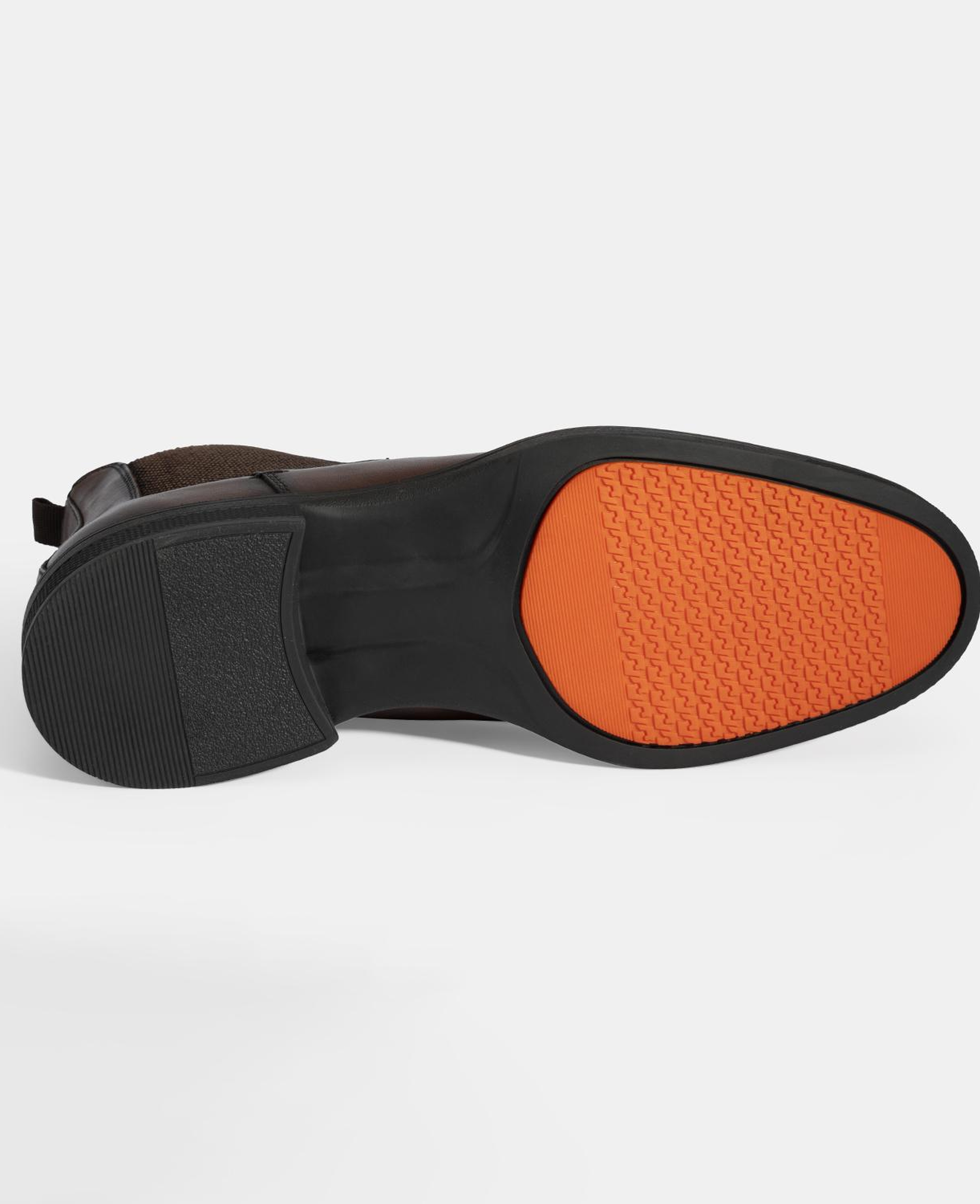 Erkek Taba Lastik Detaylı Deri Bot