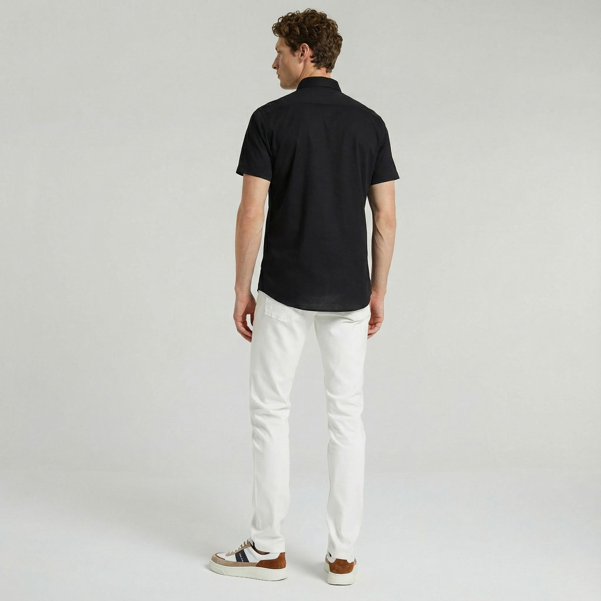 Nautica Erkek Siyah Slim Fit Kısa Kollu Gömlek