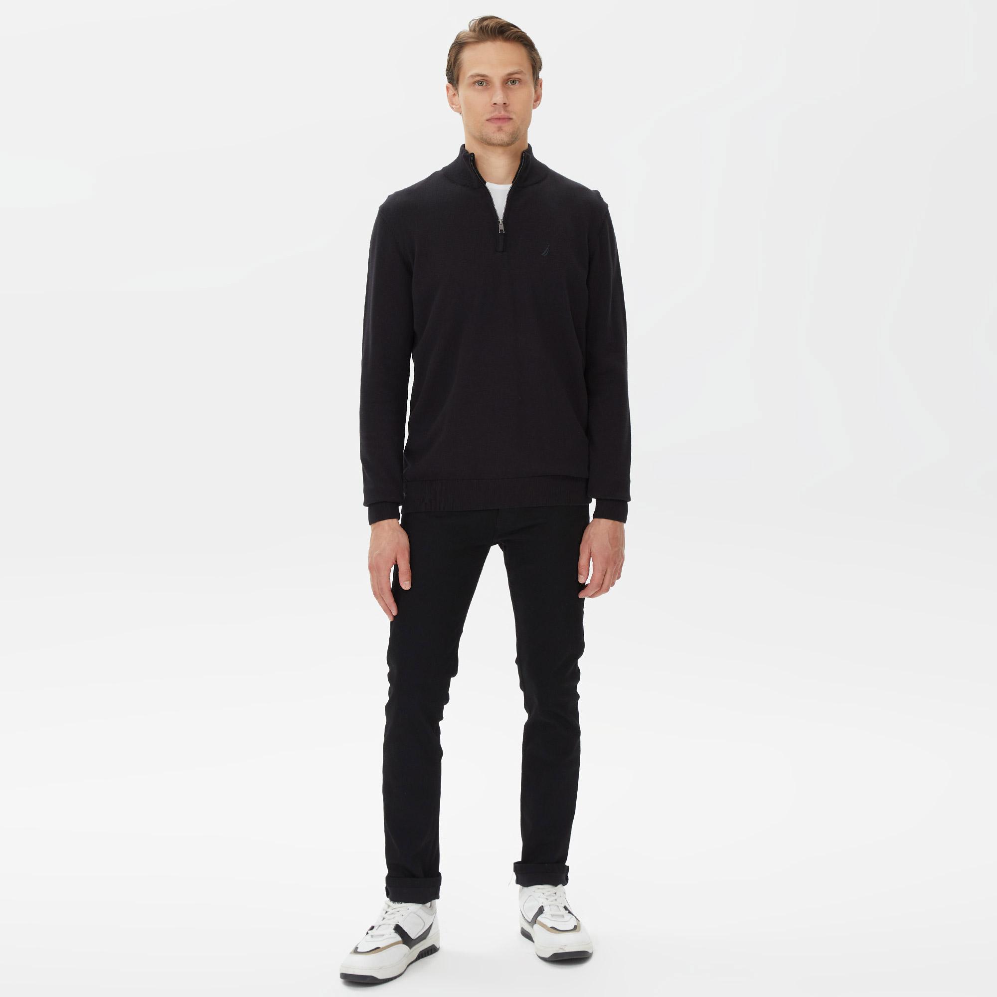 Nautica Erkek Siyah Standart Fit Dik Yakalı Kazak