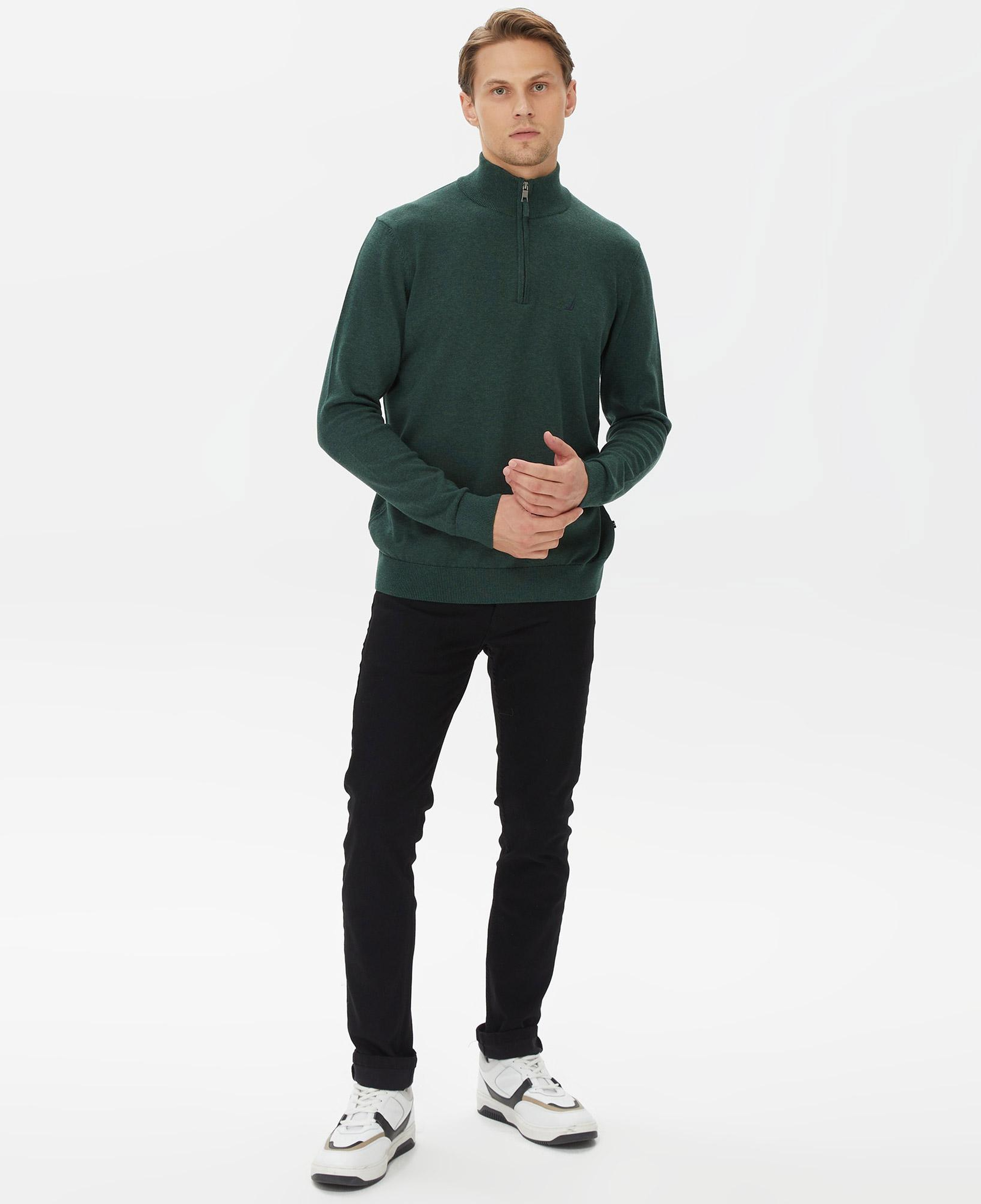 Nautica Erkek Yeşil Standart Fit Dik Yakalı Kazak