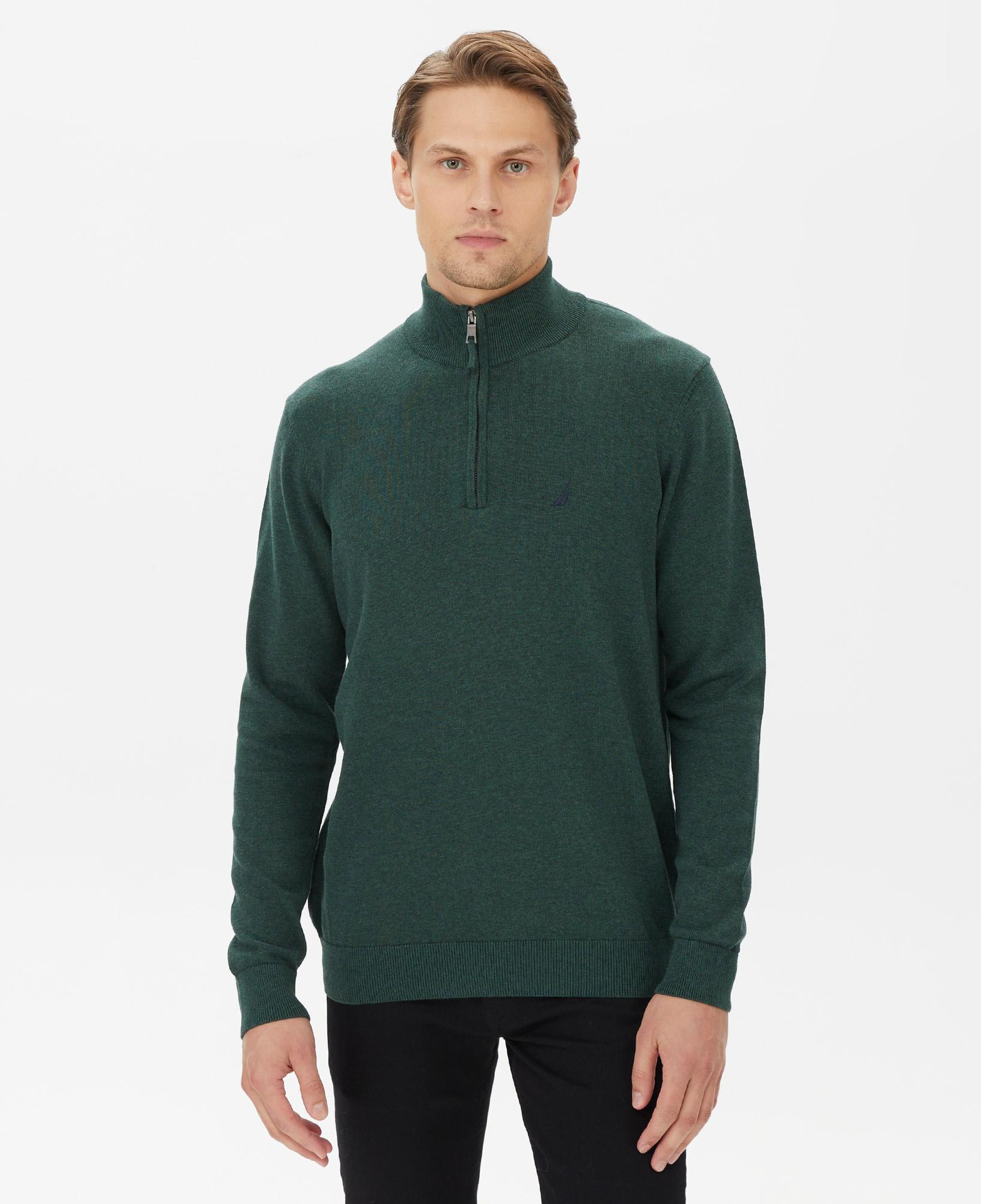 Nautica Erkek Yeşil Standart Fit Dik Yakalı Kazak