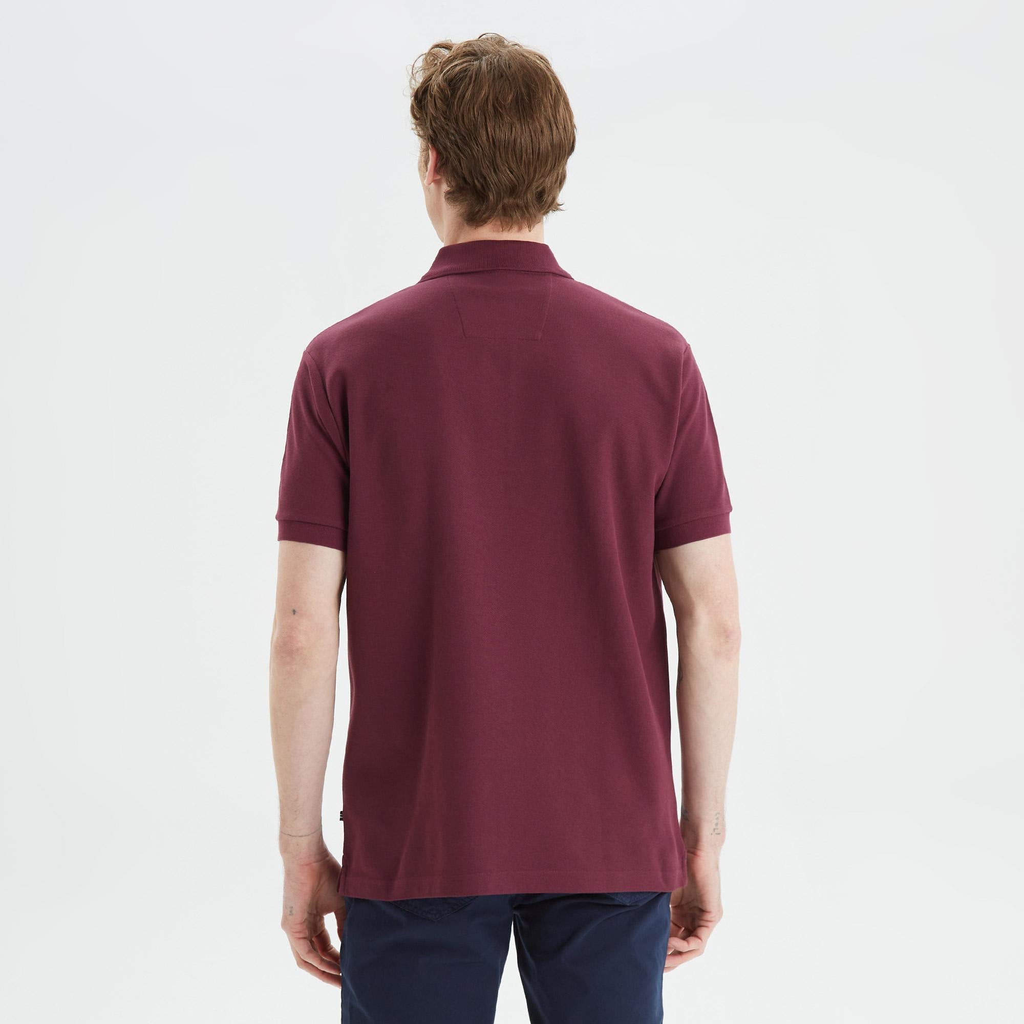 Nautica Erkek Bordo Classic Fit Kısa Kollu Polo Yaka T-Shirt