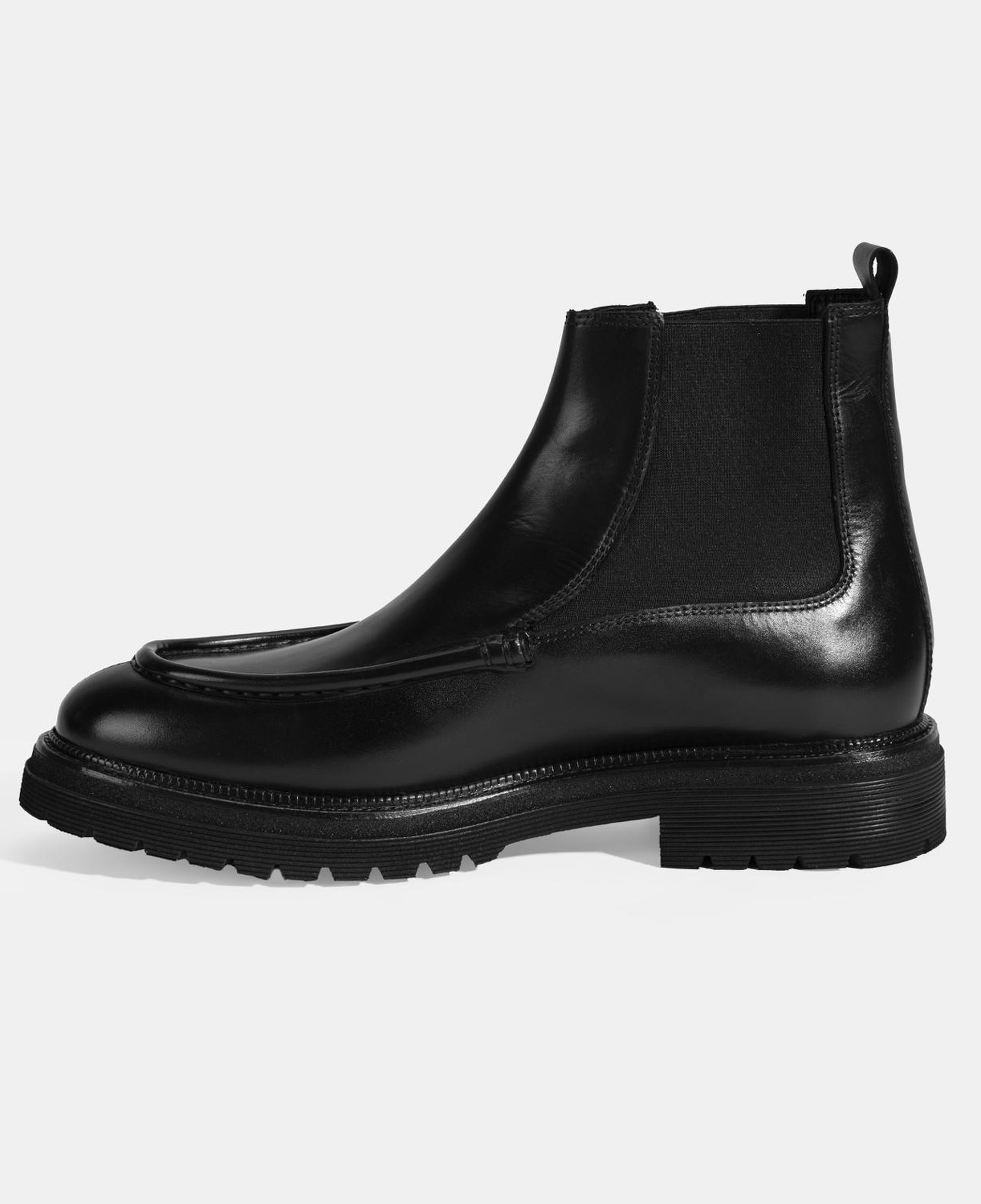 Erkek Siyah Lastikli Deri Bot