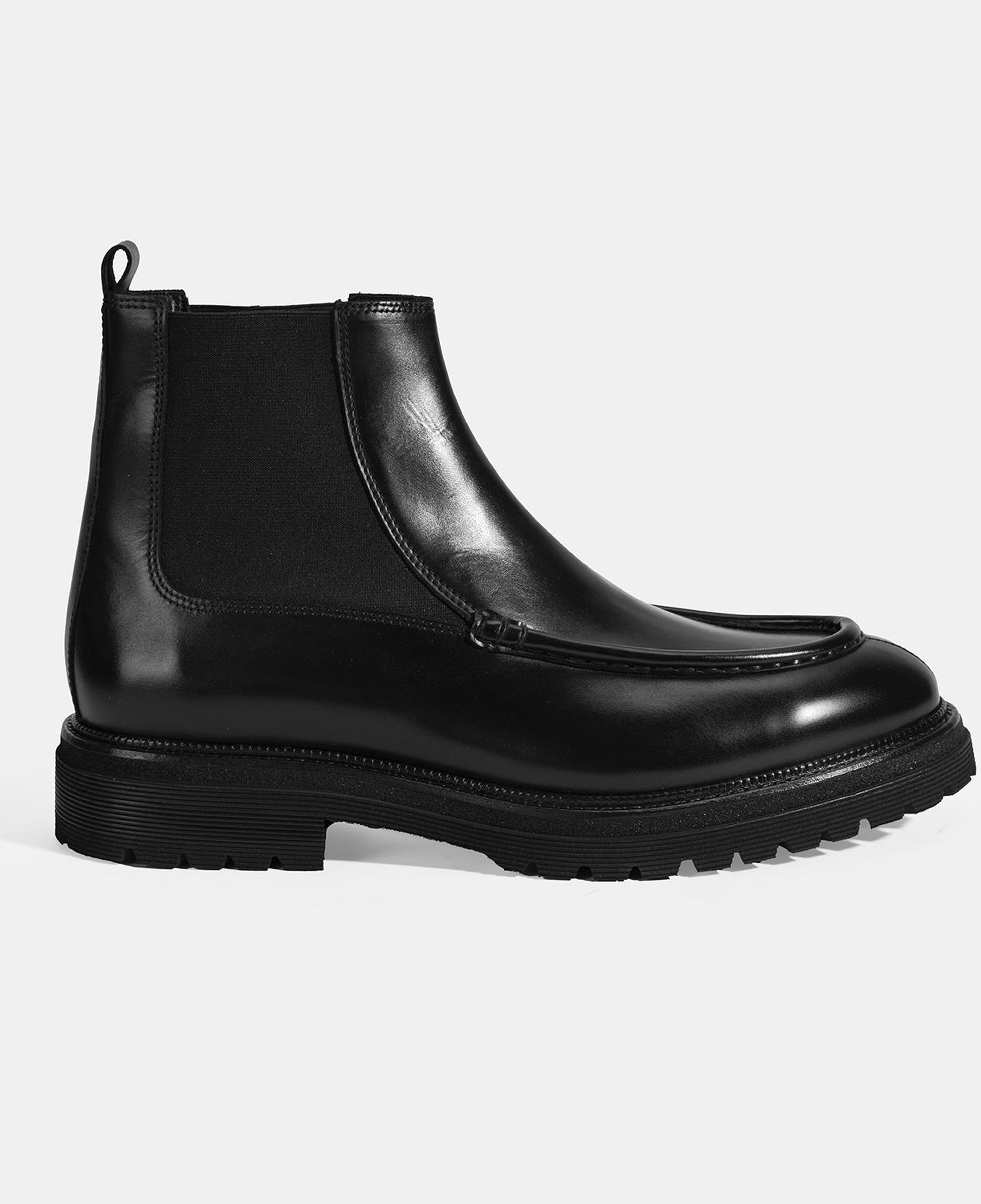 Erkek Siyah Lastikli Deri Bot