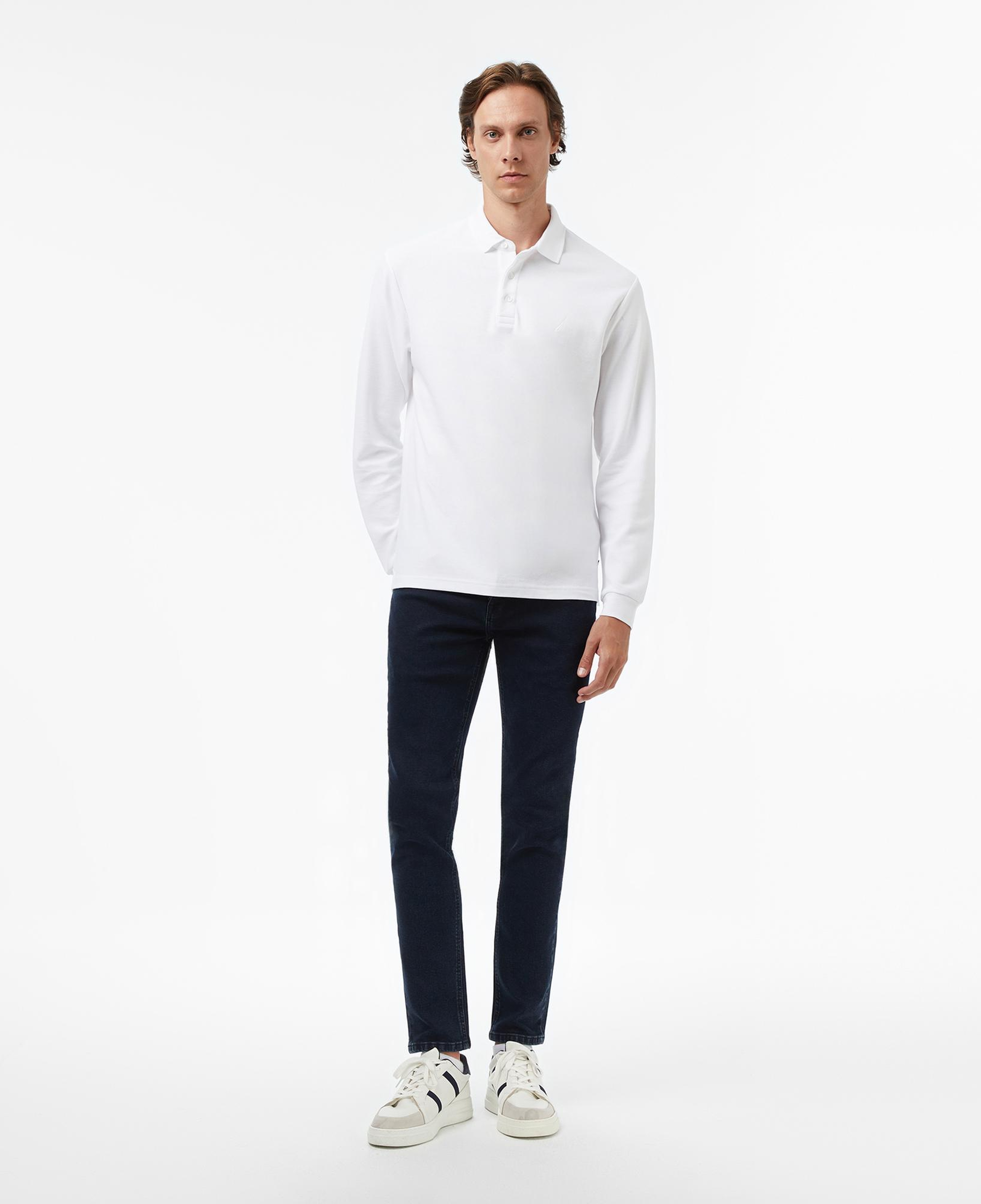 Nautica Erkek Beyaz Classic Fit Uzun Kollu Polo Yaka T-Shirt