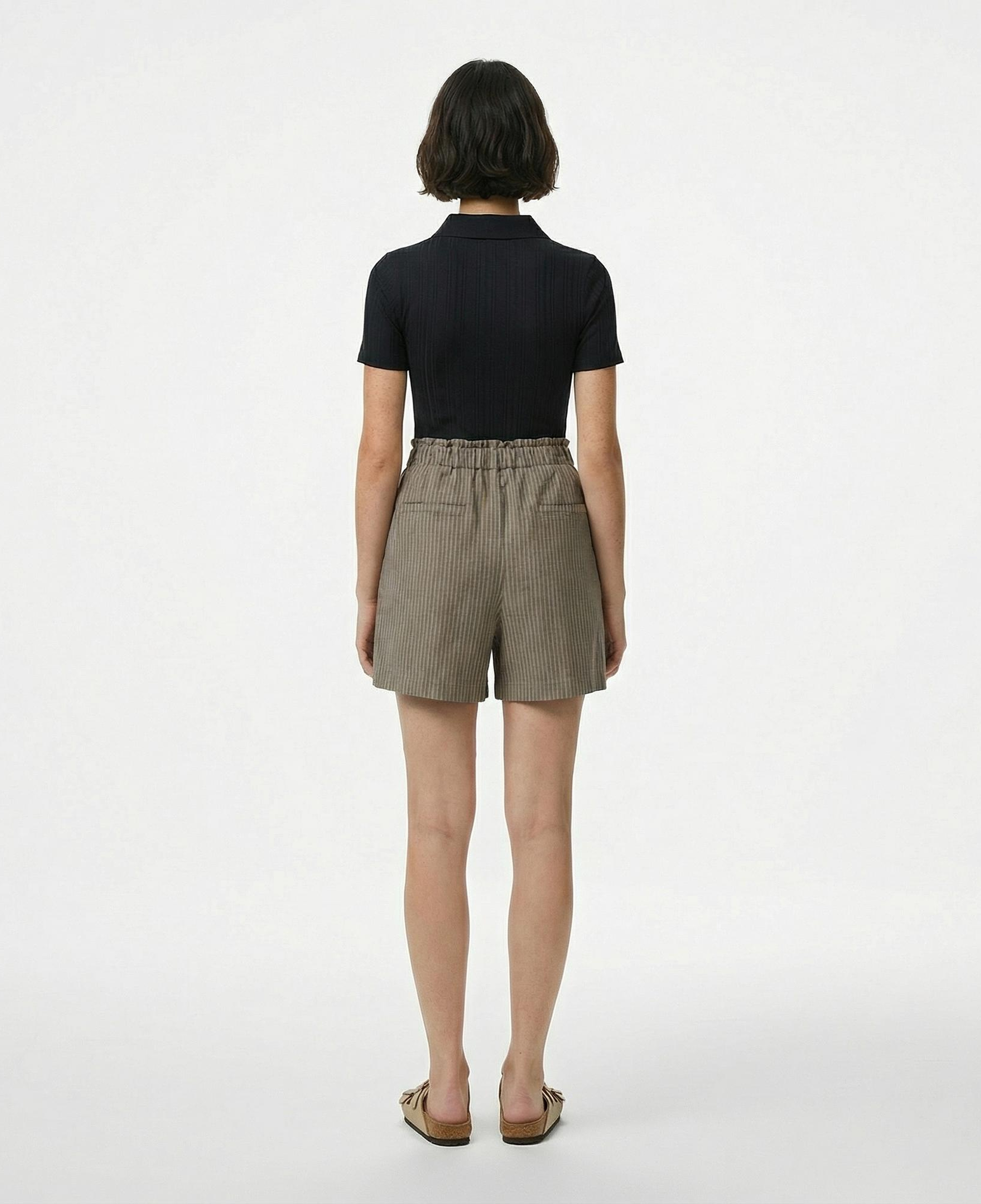 Nautica Kadın Kahverengi Relaxed Fit Çizgili Şort