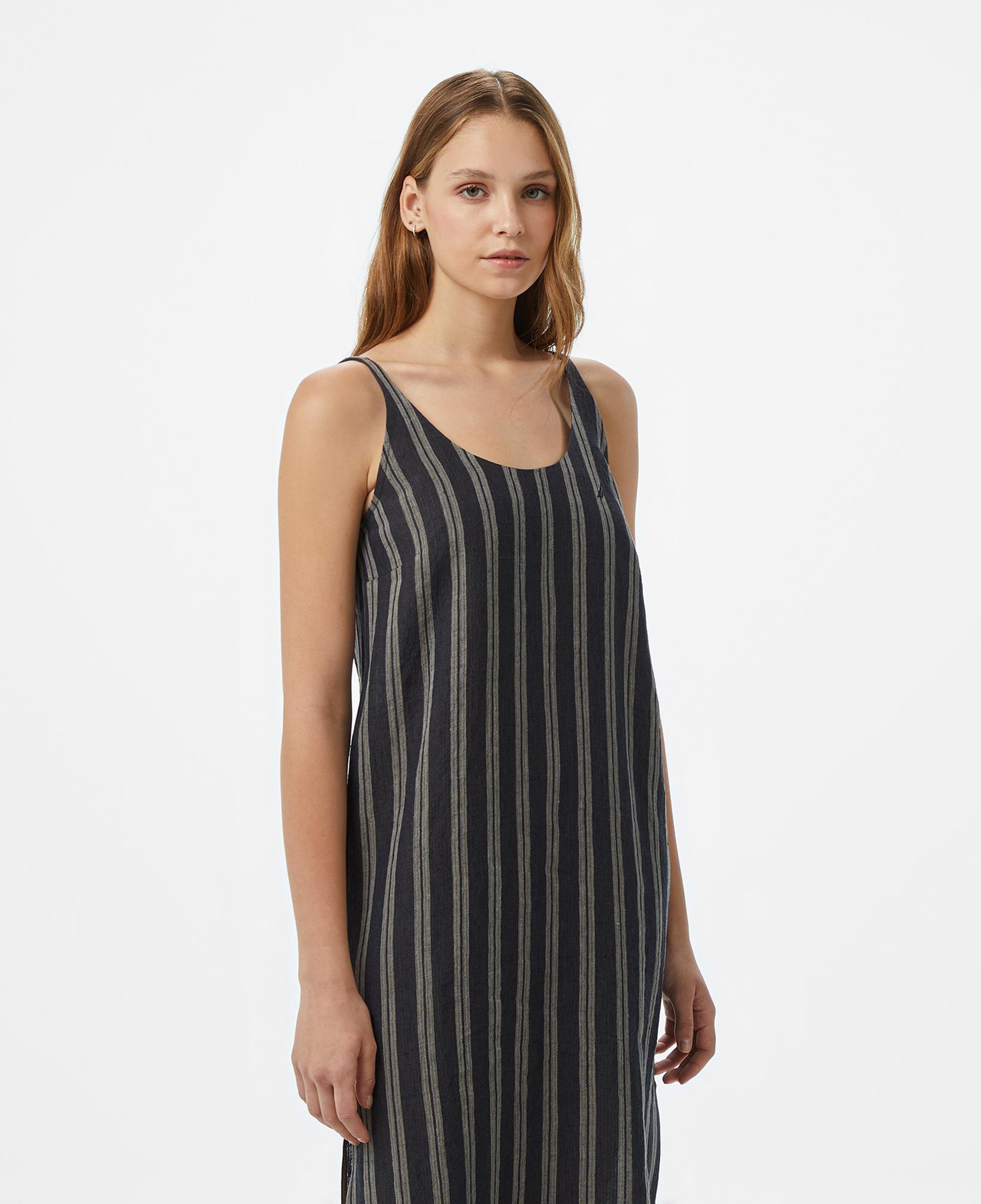 Nautica Kadın Siyah Regular Fit Çizgili Elbise