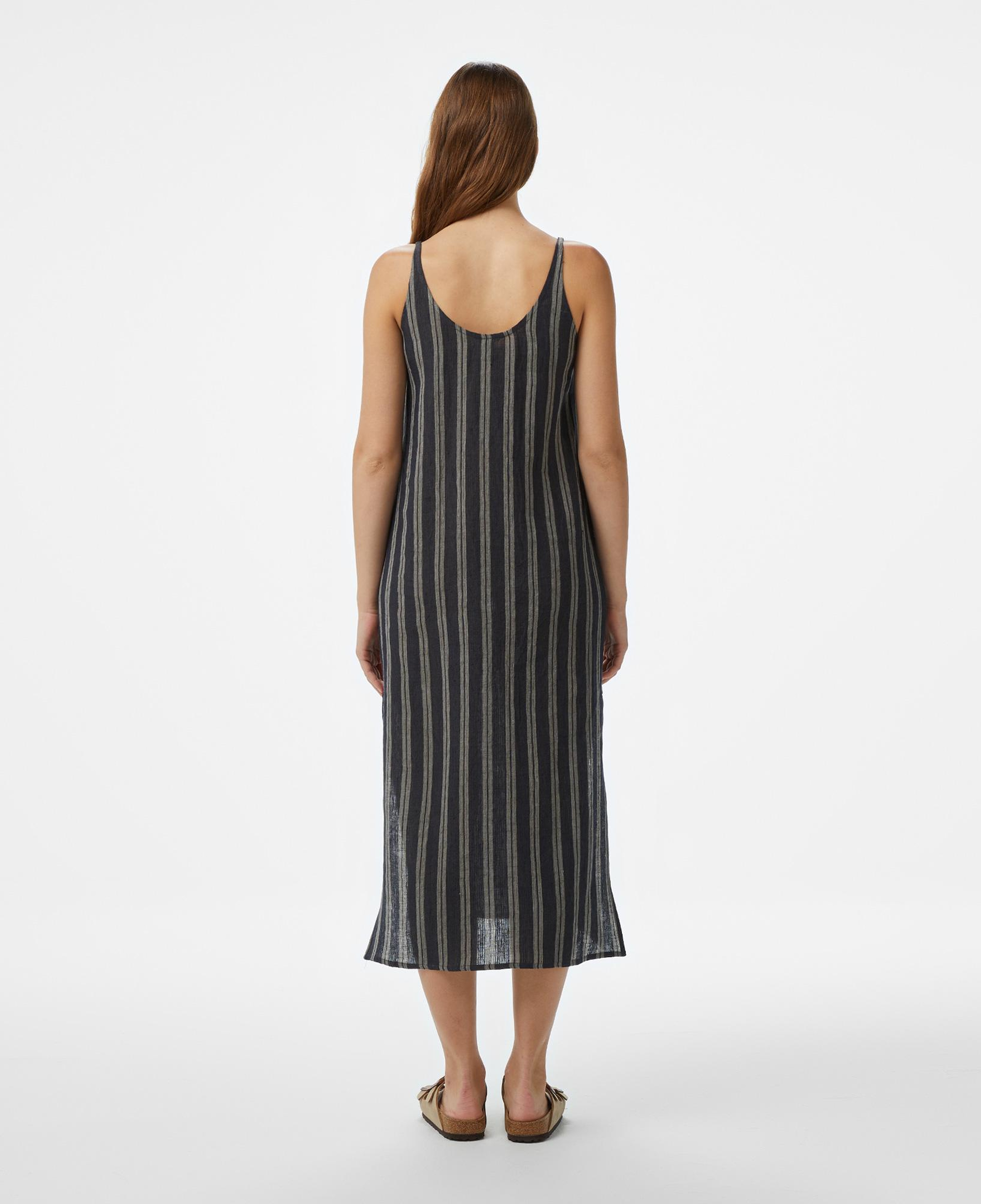 Nautica Kadın Siyah Regular Fit Çizgili Elbise