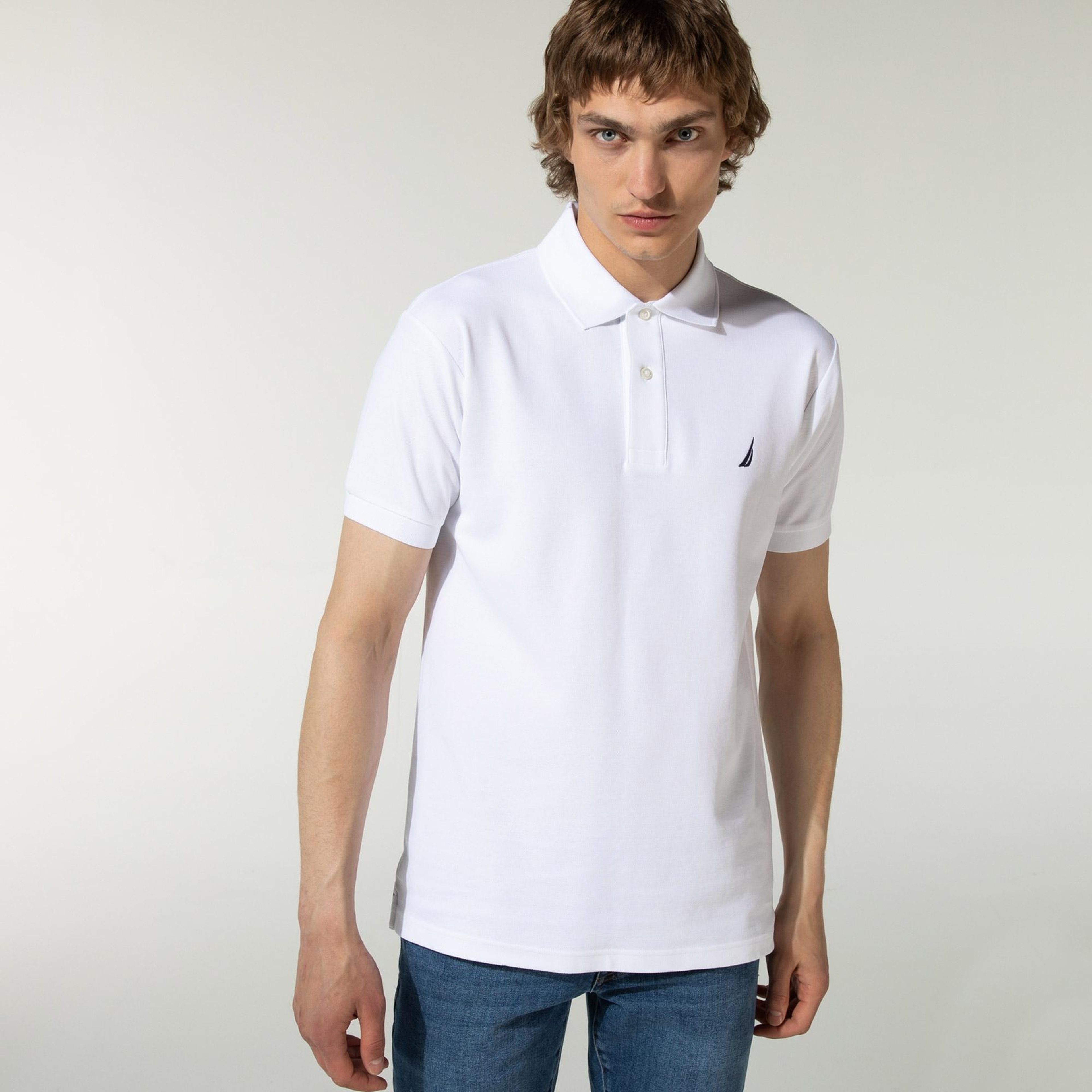 Nautica Erkek Classic Fit Beyaz Kısa Kollu Polo Yaka T-Shirt