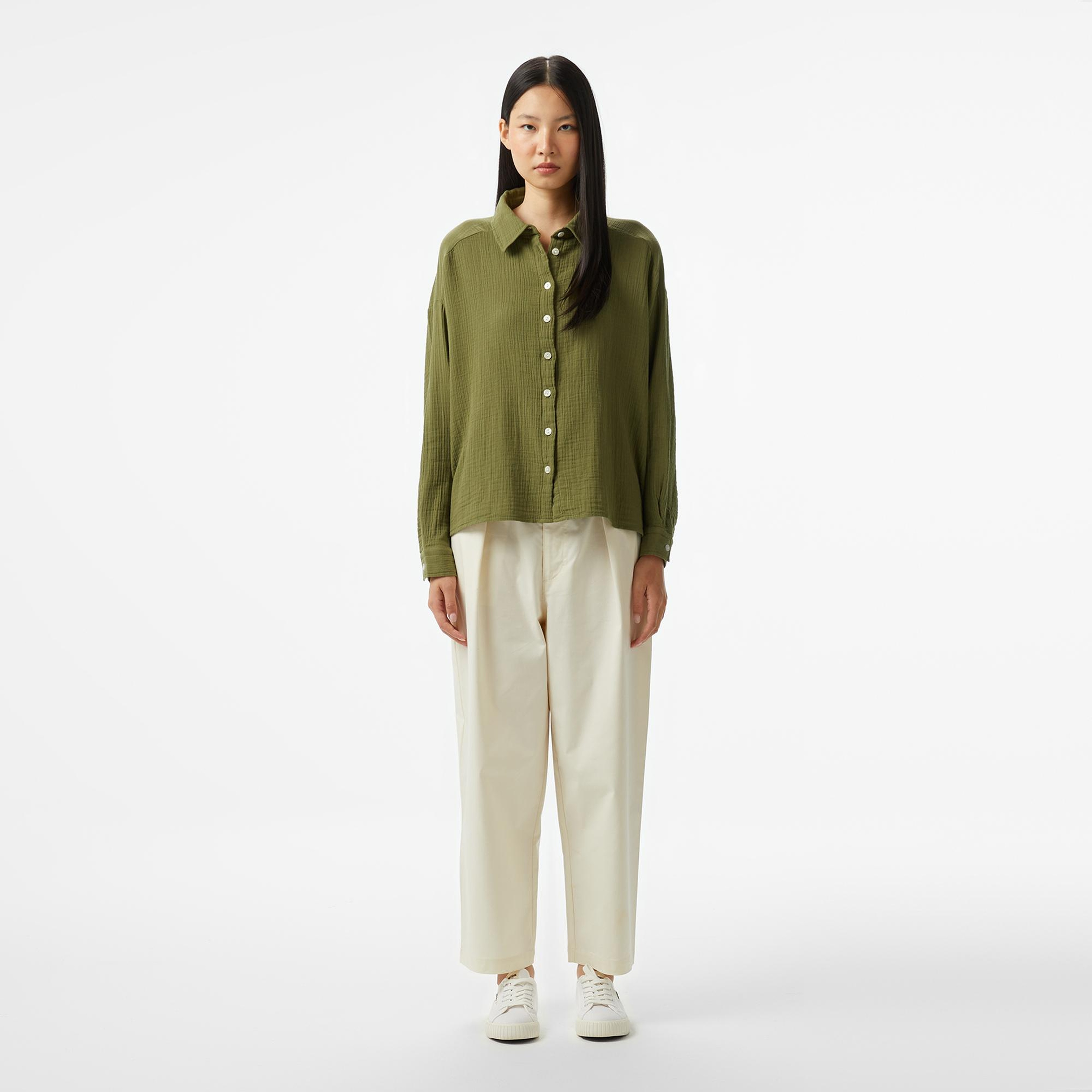 Nautica Kadın Yeşil Oversize Fit Gömlek