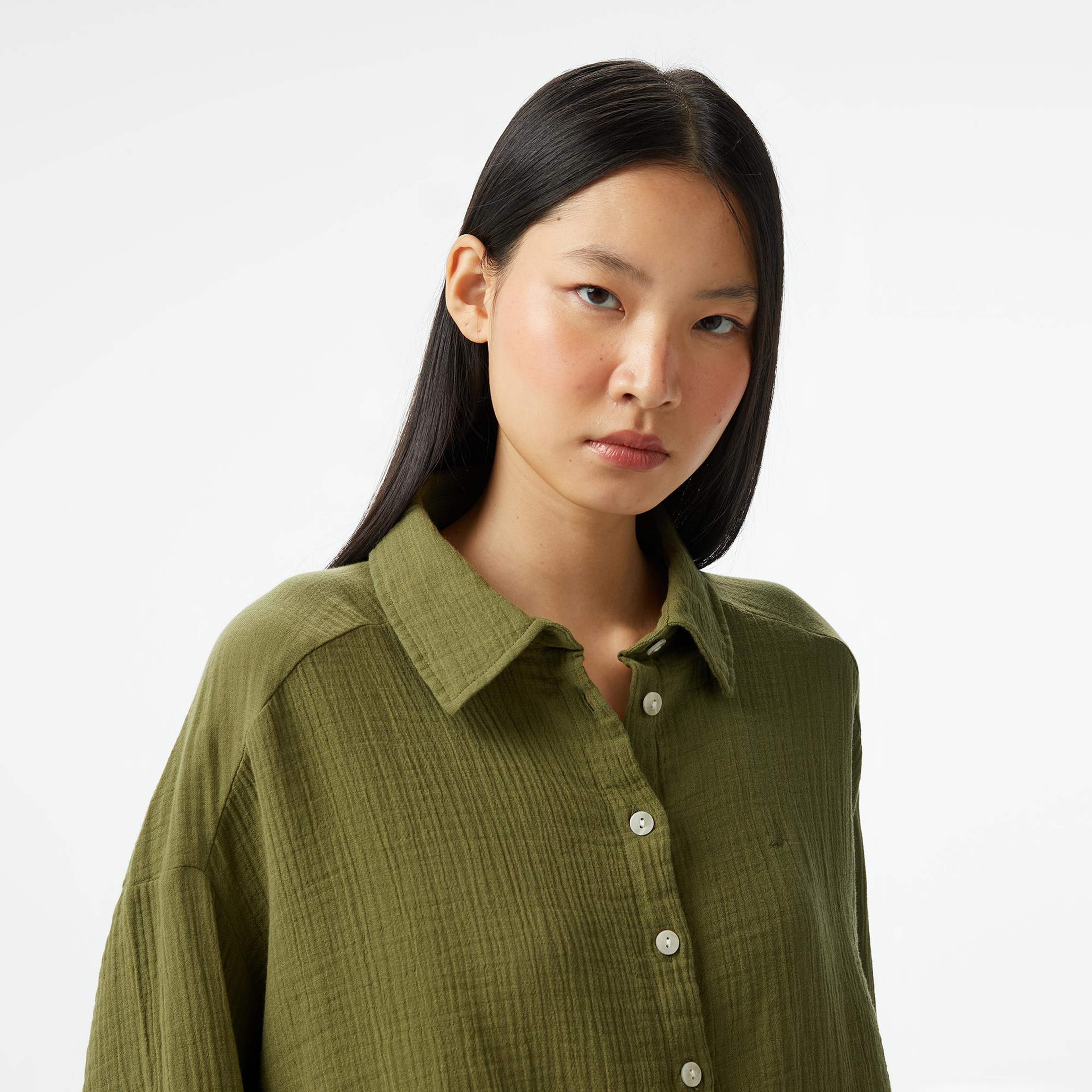 Nautica Kadın Yeşil Oversize Fit Gömlek