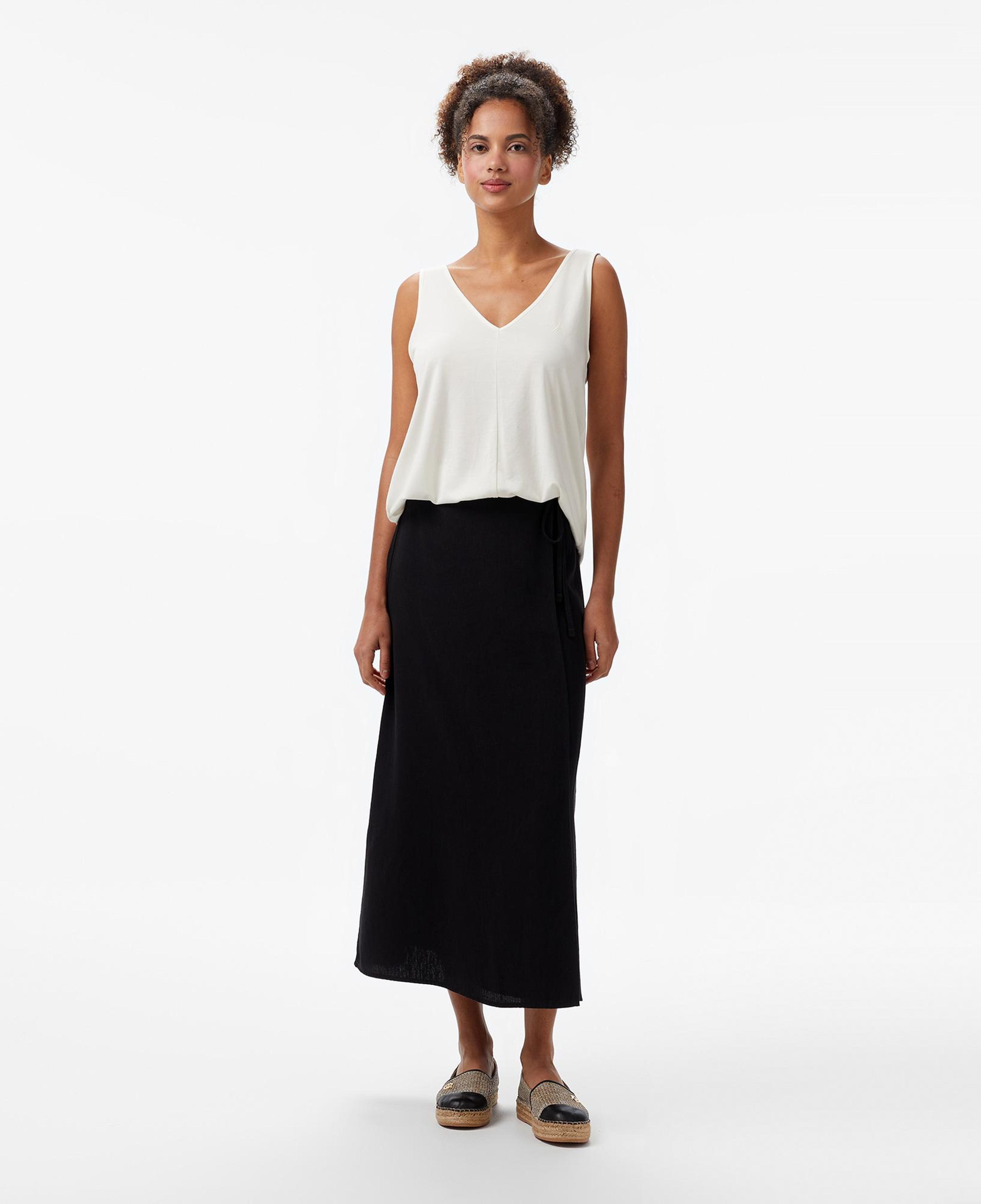 Nautica Kadın Siyah Regular Fit Keten Karışımlı Etek