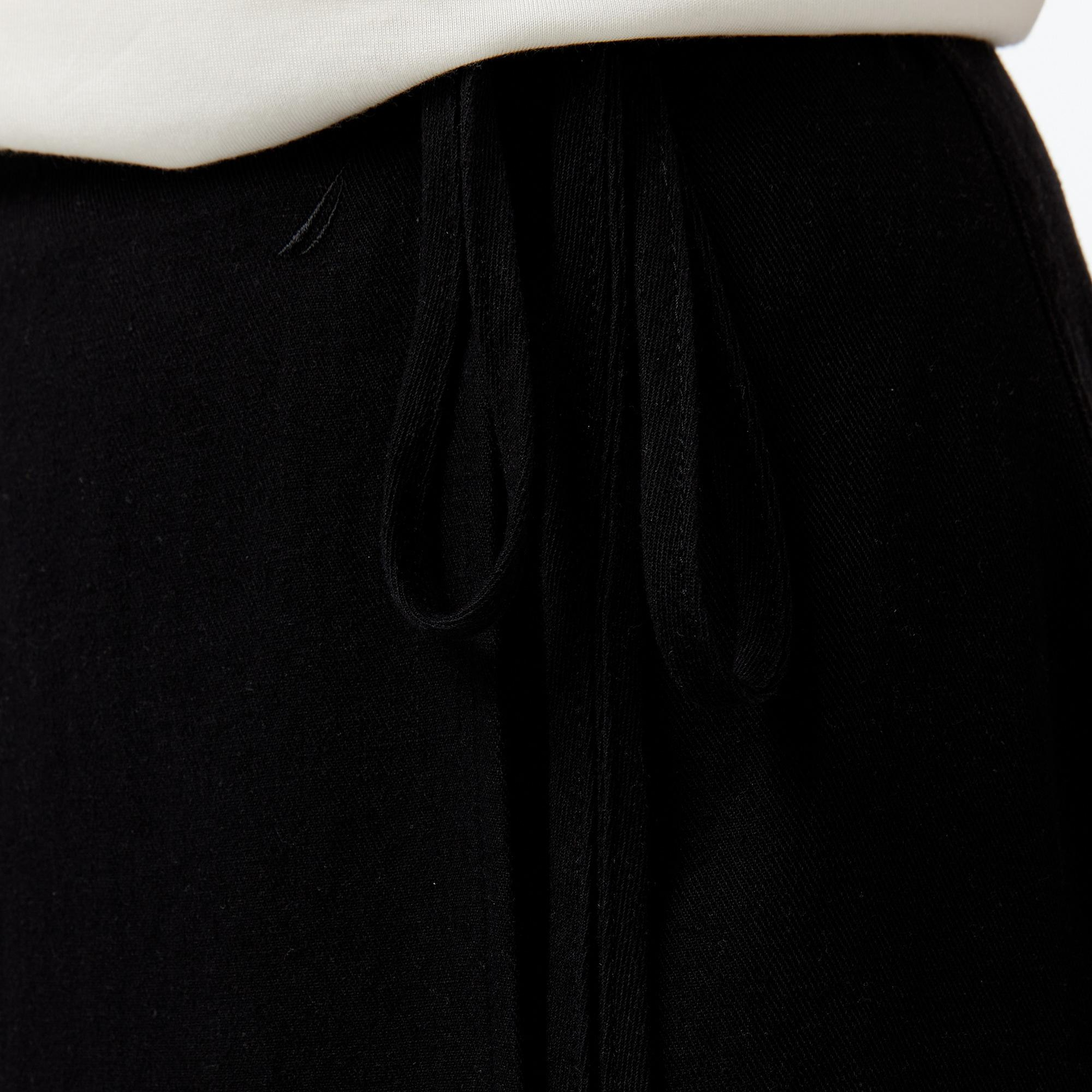 Nautica Kadın Siyah Regular Fit Keten Karışımlı Etek