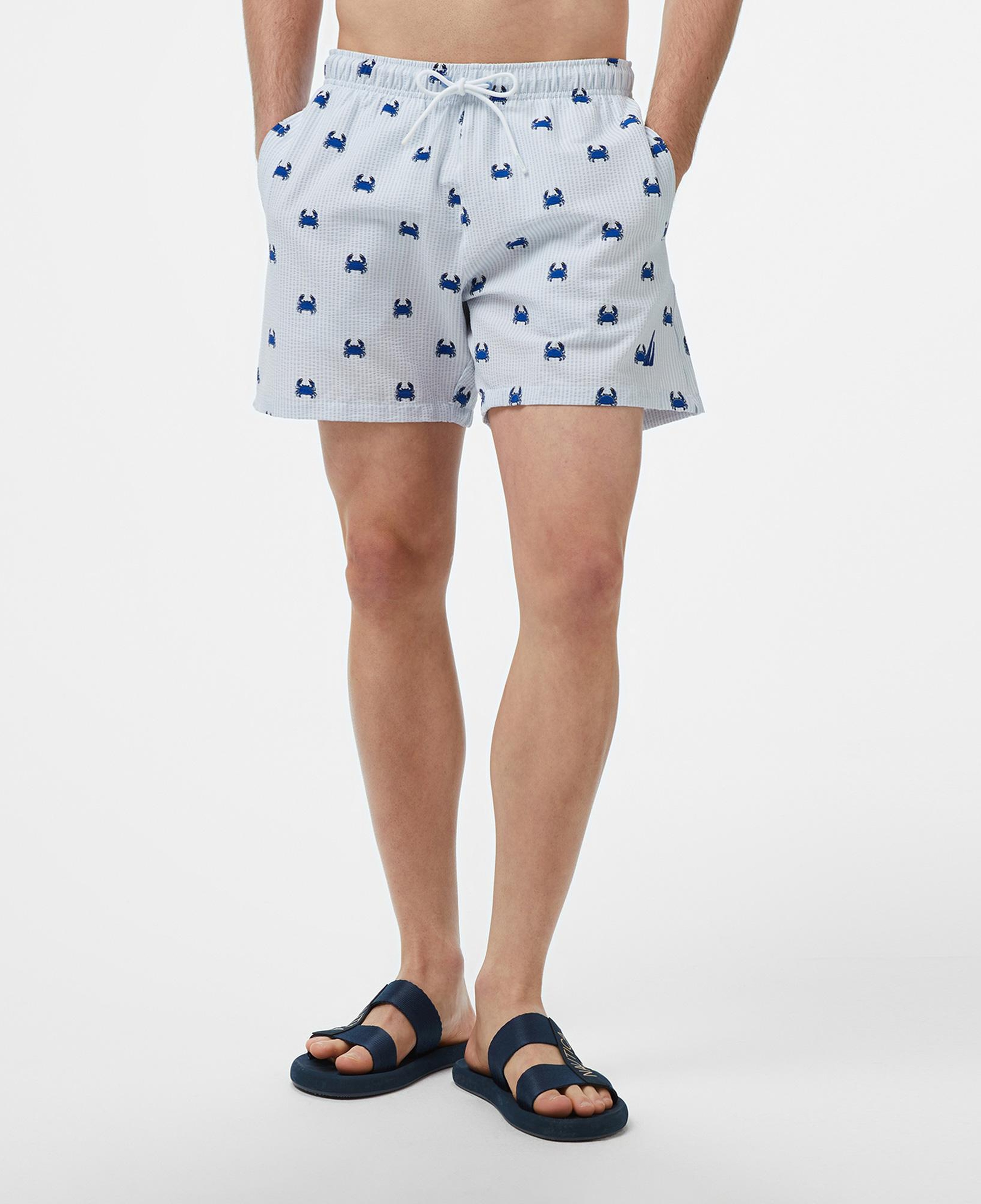 Nautica Erkek Mavi Regular Fit Çizgili Deniz Şortu
