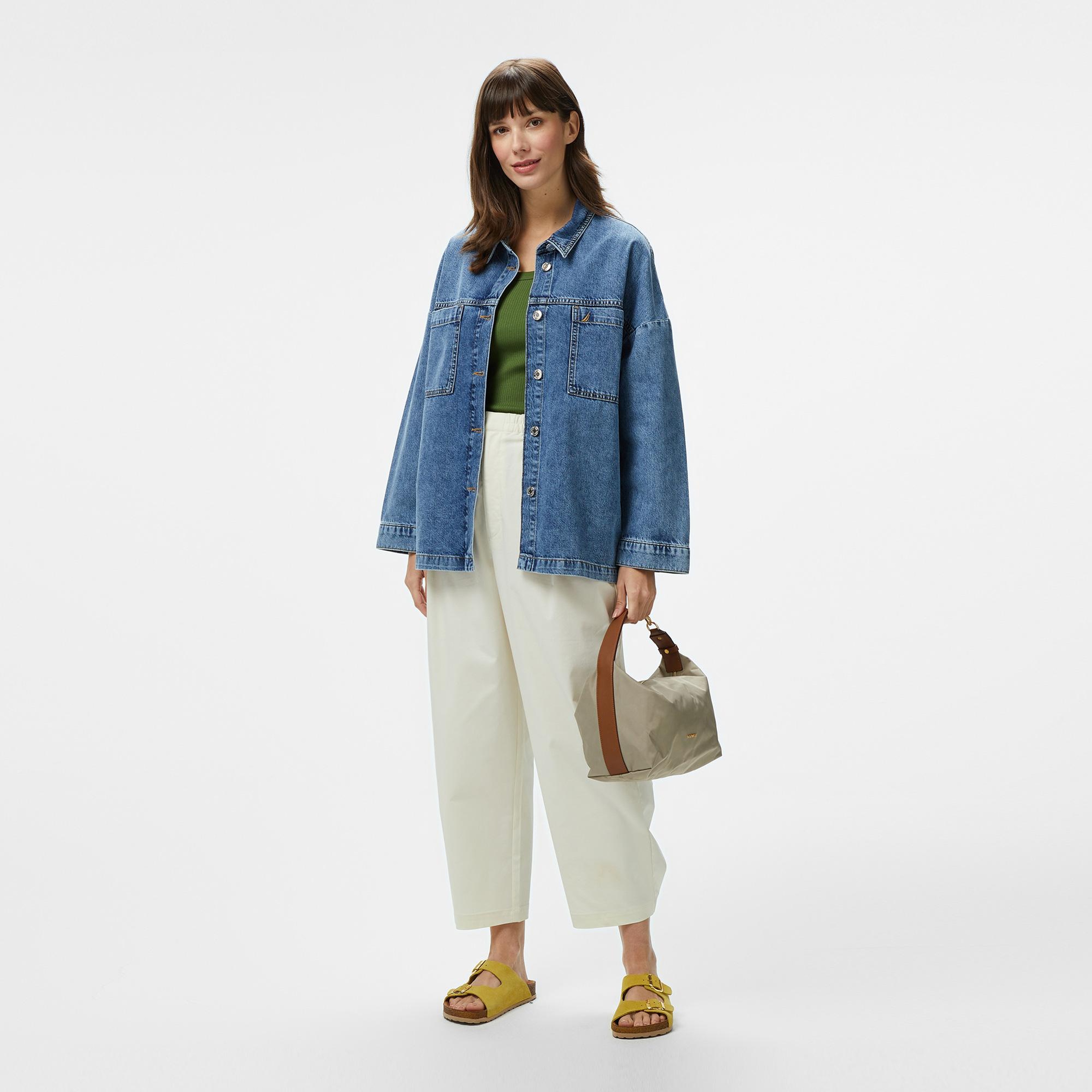 Nautica Kadın Lacivert Oversize Fit Gömlek