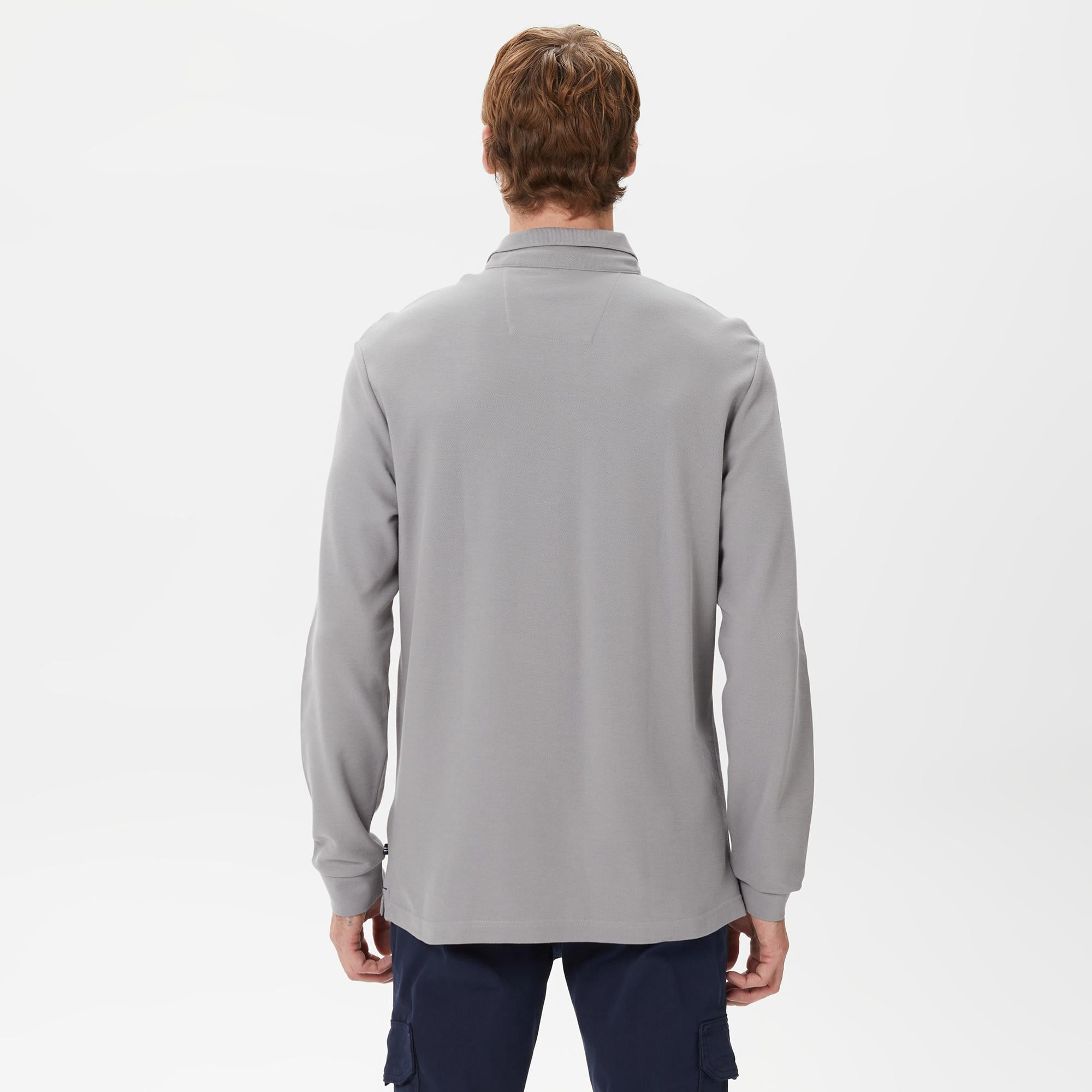 Nautica Erkek Gri Classic Fit Uzun Kollu Polo Yaka T-Shirt