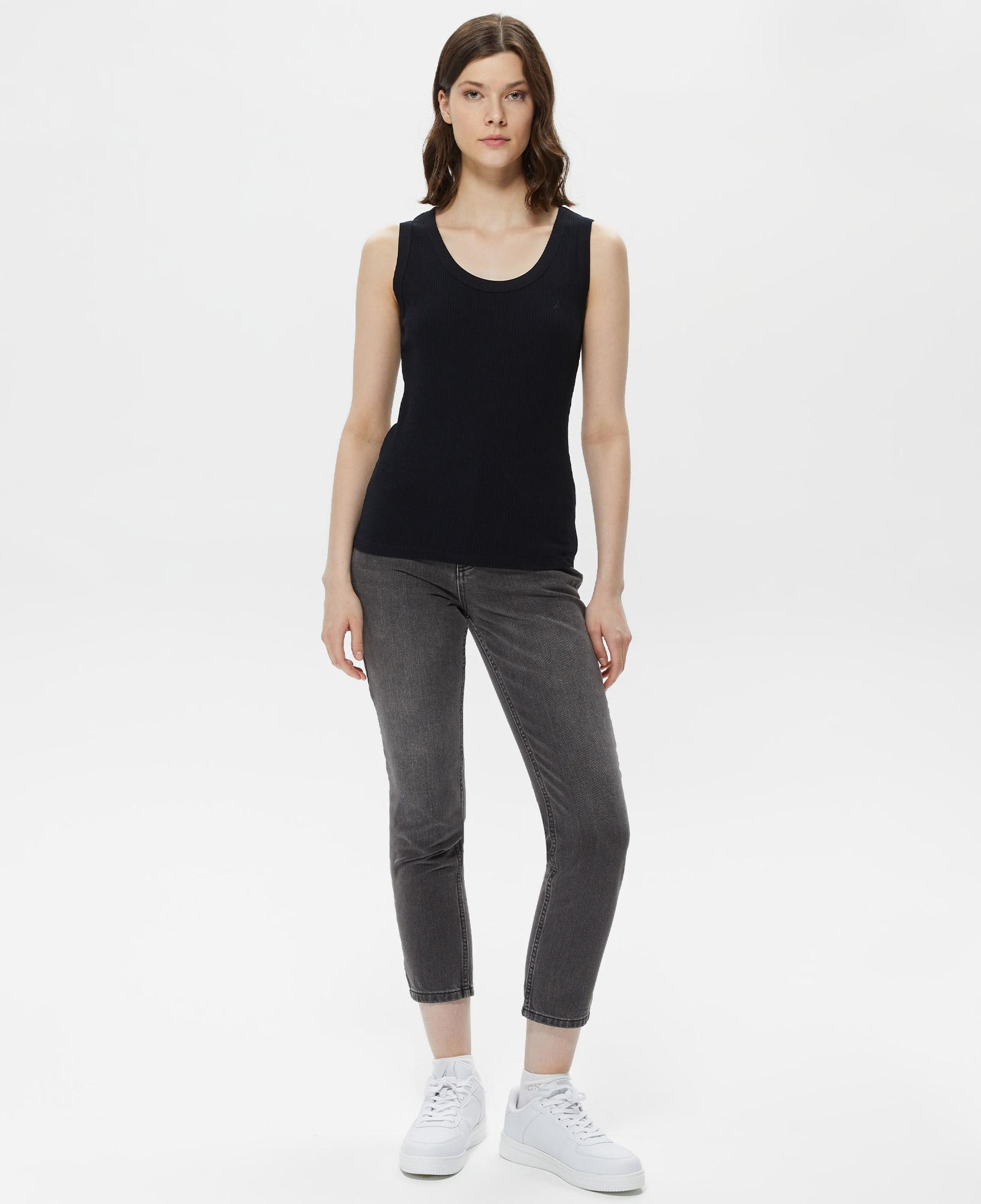 Nautica Kadın Siyah Kolsuz T-Shirt