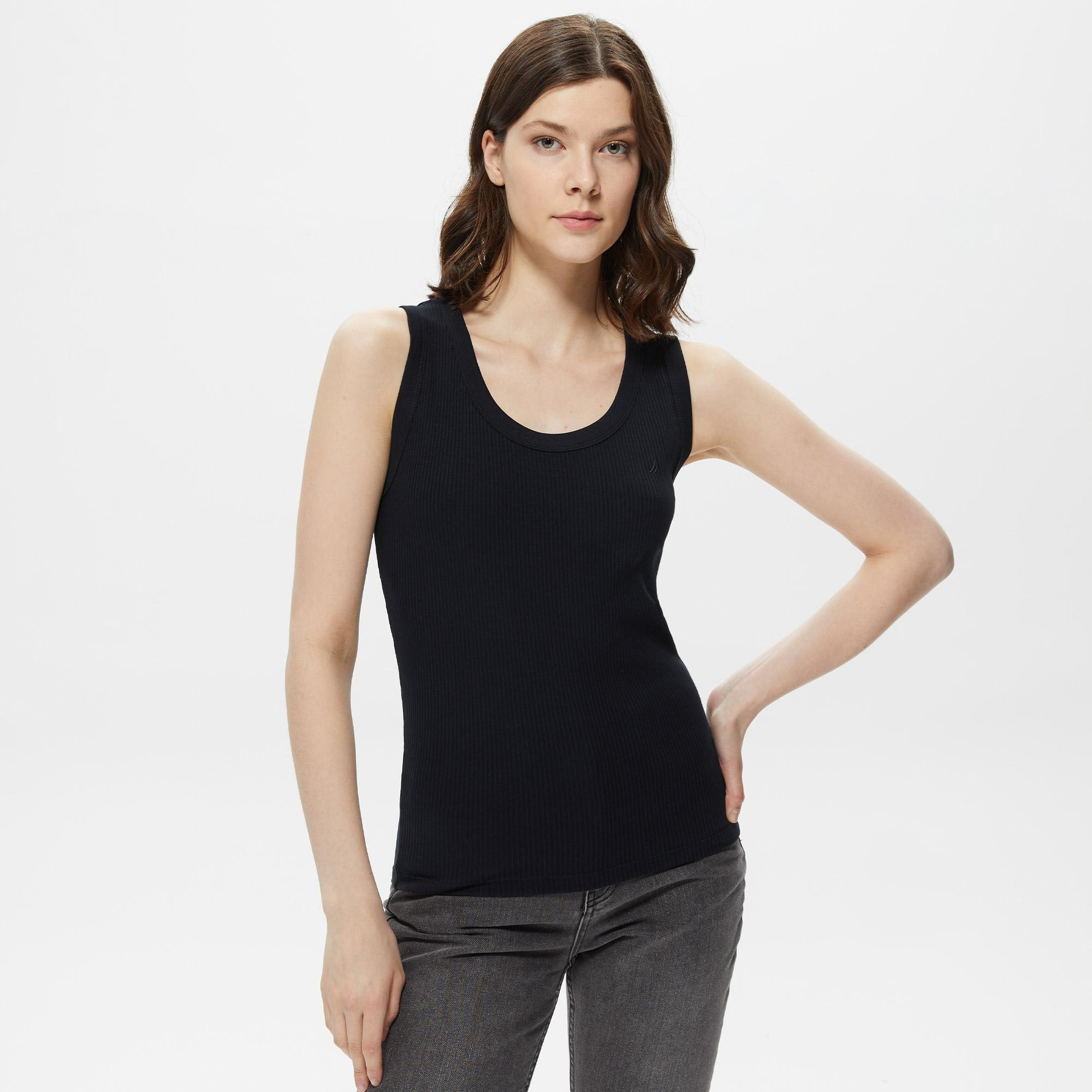 Nautica Kadın Siyah Kolsuz T-Shirt