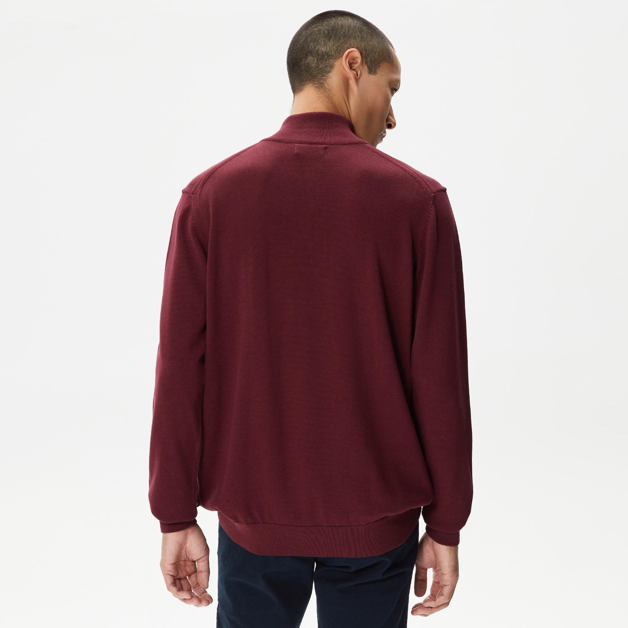 Nautica Erkek Bordo Standart Fit Dik Yakalı Kazak